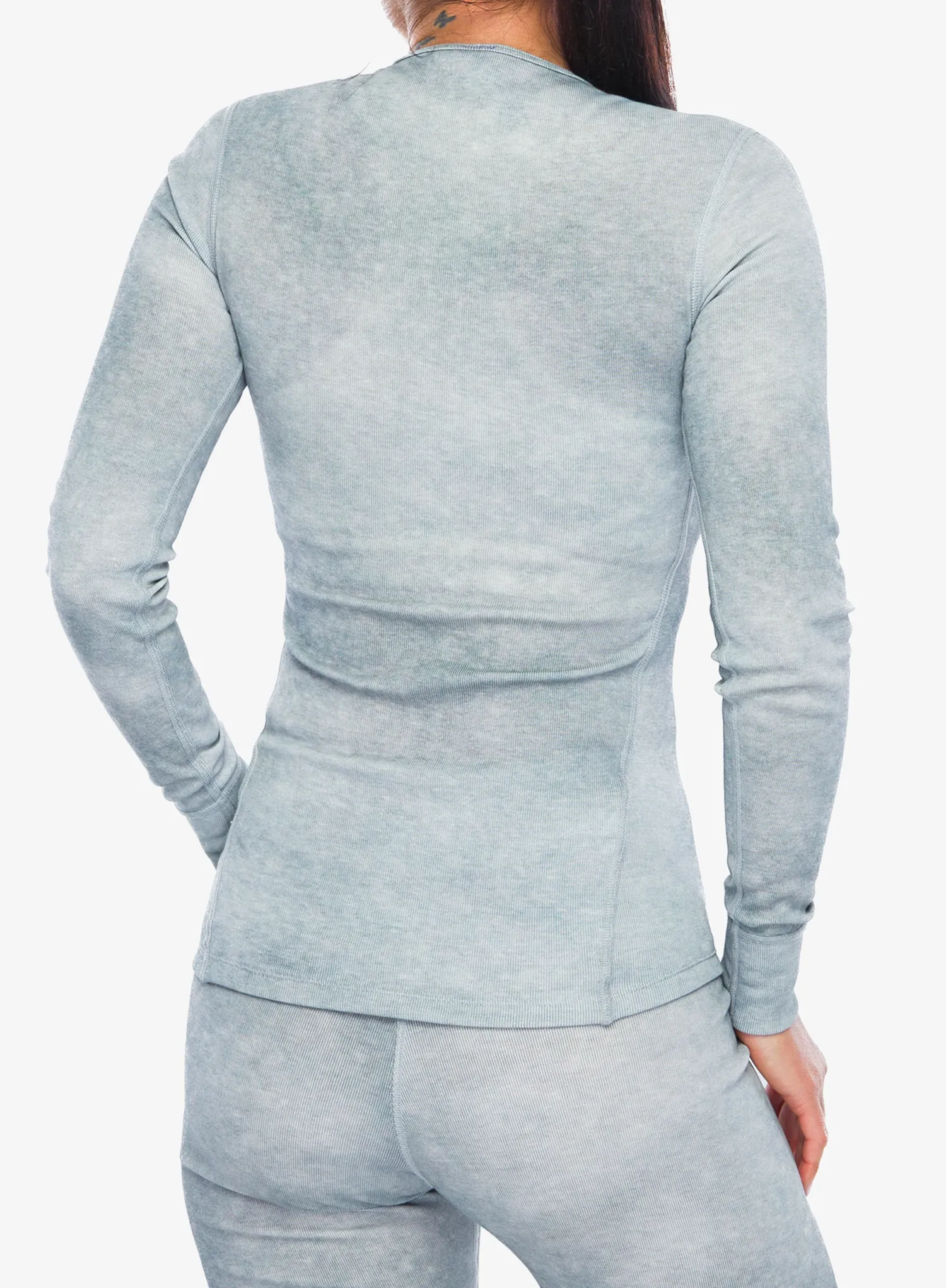 Bluza de corp femei Odlo Active Warm X Pow BL Top Crew Neck L/S - silver grey