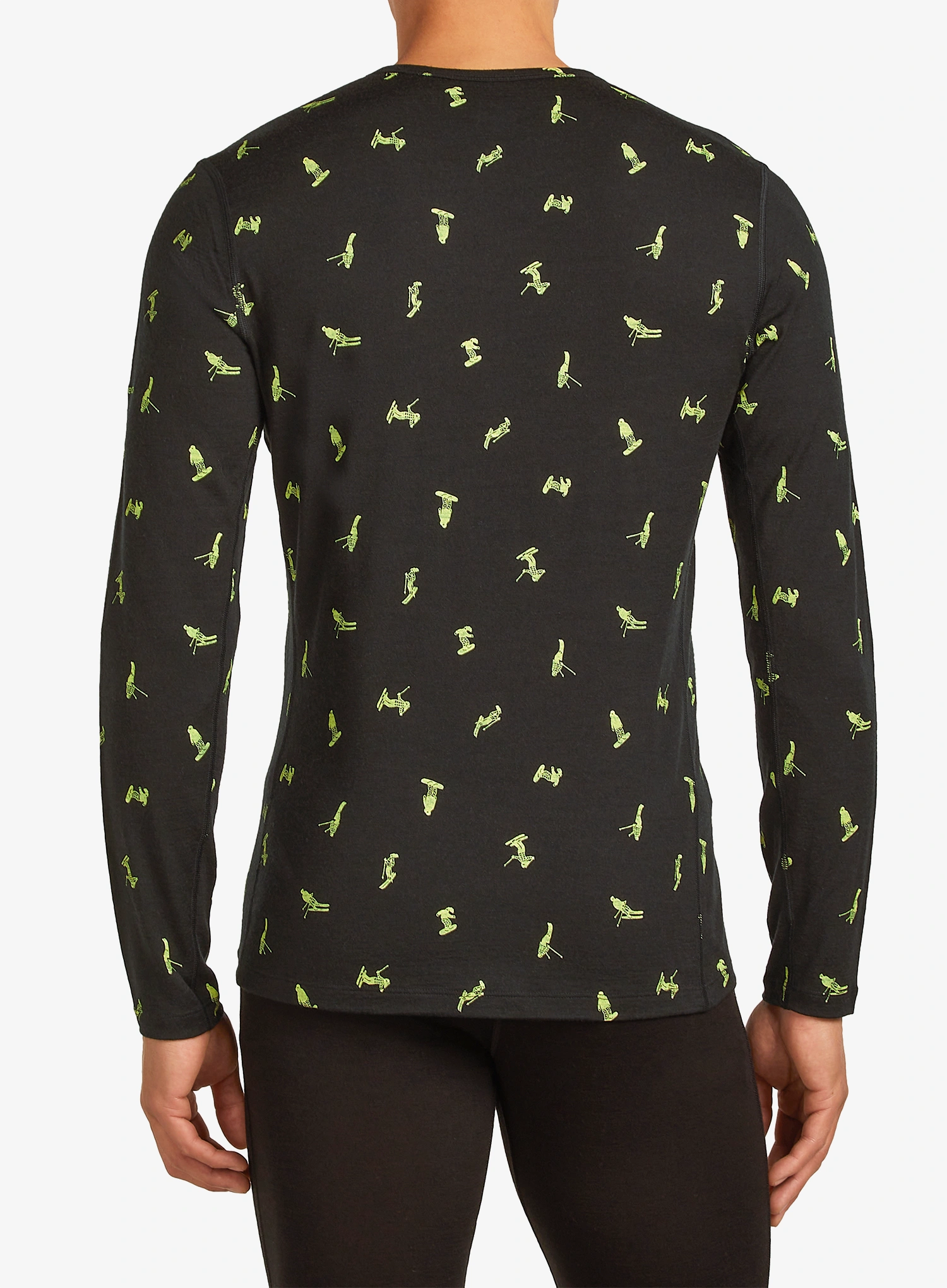 Bluza de corp Icebreaker Merino 200 Oasis LS Crewe Snow Day AOP - black/peridot/aop