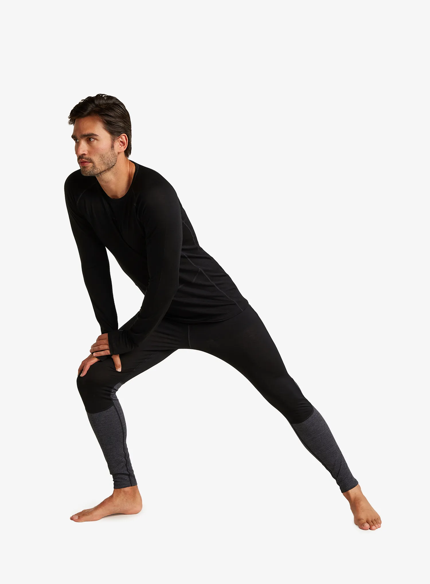 Bluza de corp Icebreaker Merino 200 ZoneKnit LS Crewe - black