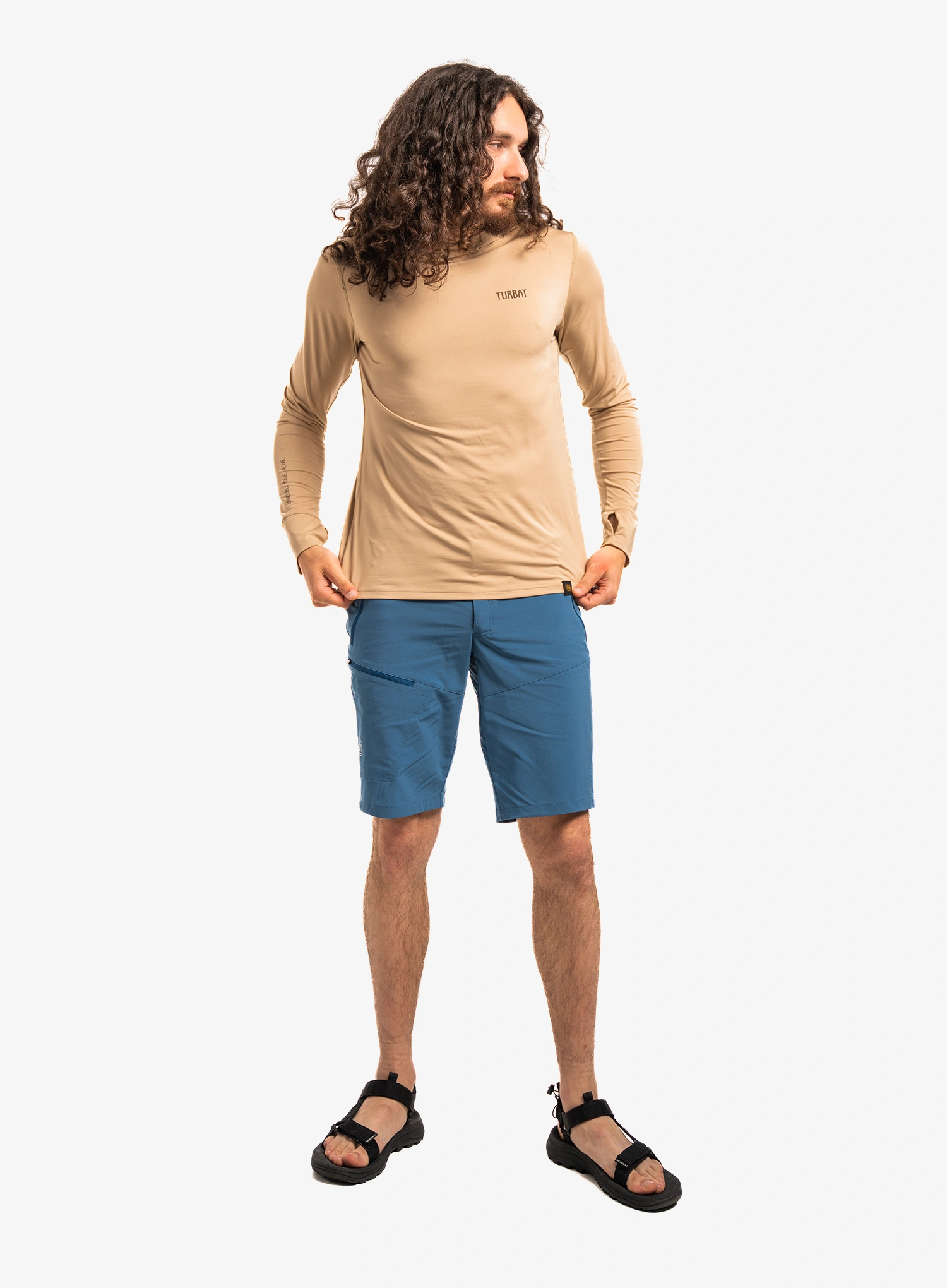 Bluza de corp Turbat Hike Lite LS Hood Thermo T-Shirt - cornstalk sand