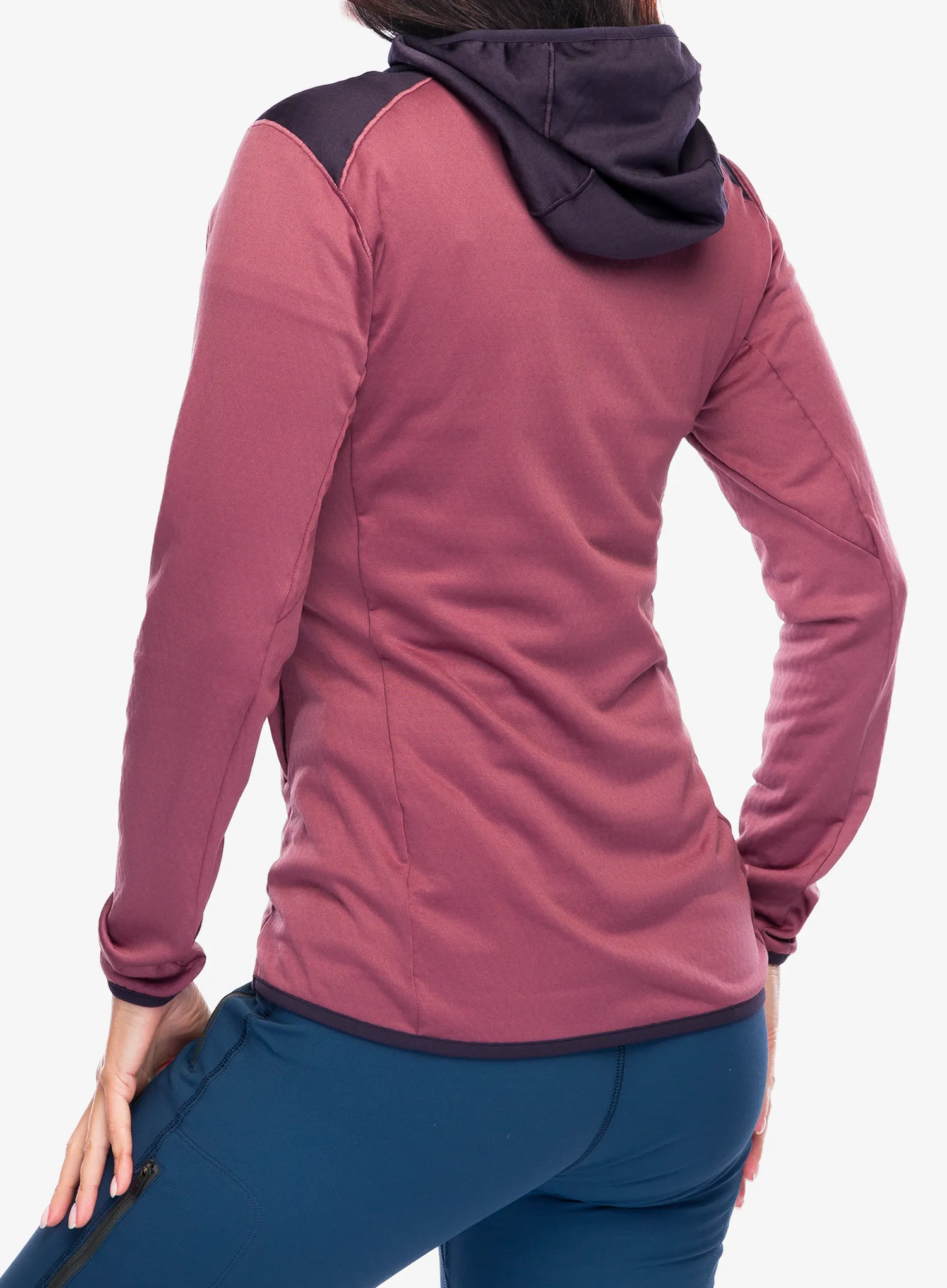 Hanorac trekking femei adidas TERREX Xperior Light Fleece Hooded Jacket - quiet crimson/aurora black