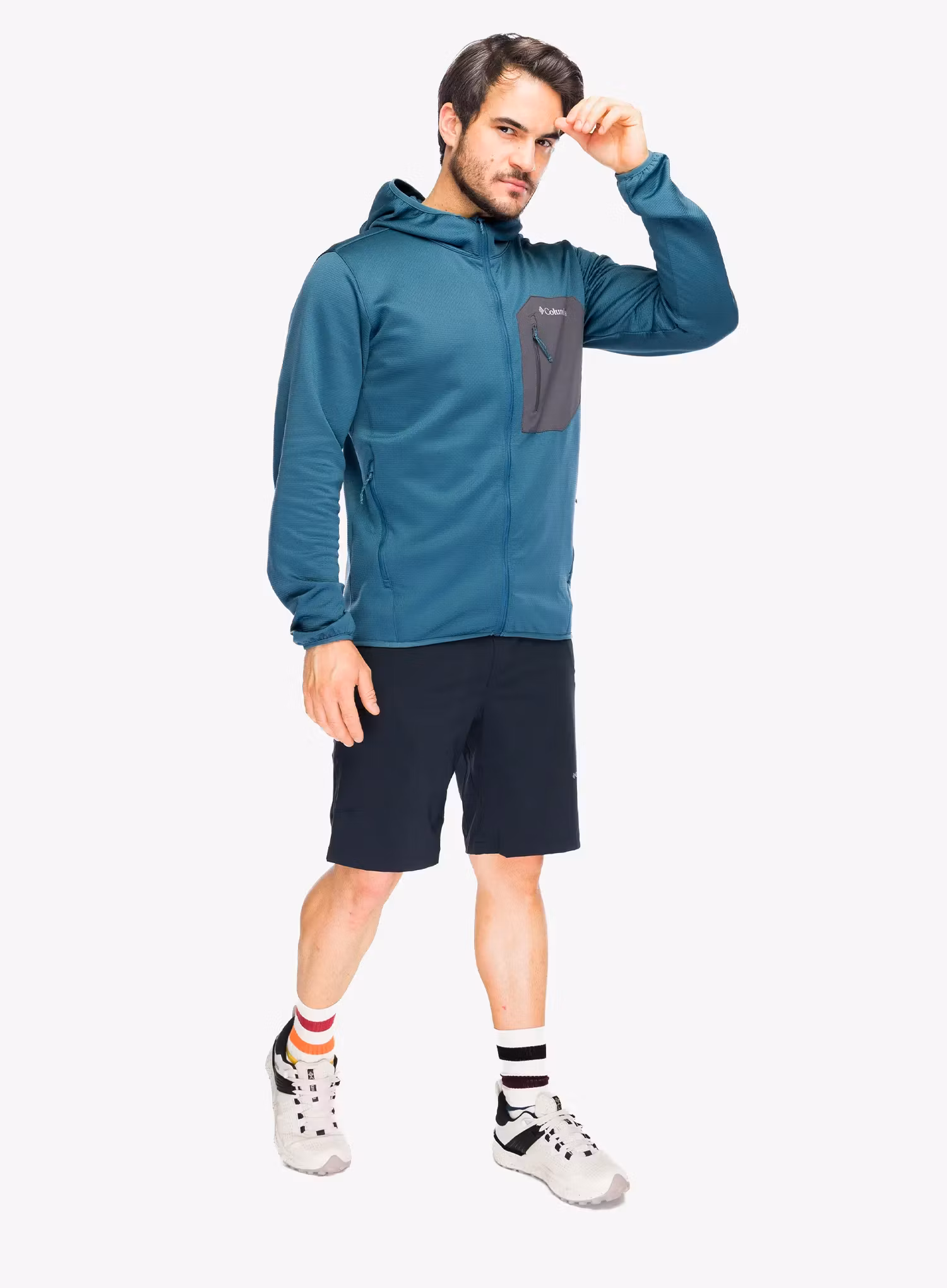Hanorac cu gluga Columbia Tall Heights Hdd Grid Fleece Full Zip - everblue/shark