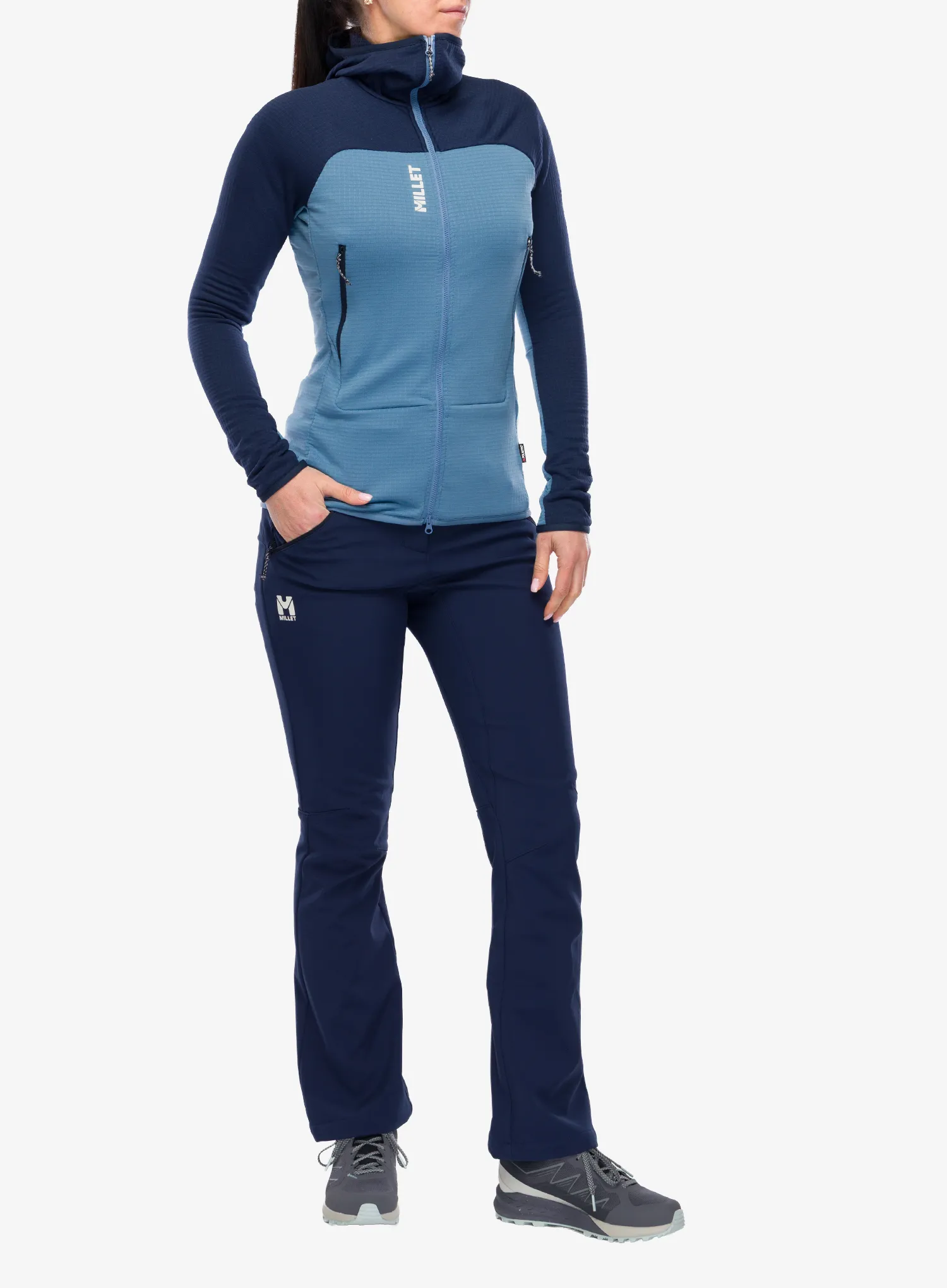 Hanorac cu gluga femei Millet Fusion Grid Hoodie - coronet blue/saphir