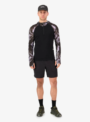 Hanorac cu gluga Mons Royale Temple Merino Long Sleeve Hood - rock camo/black
