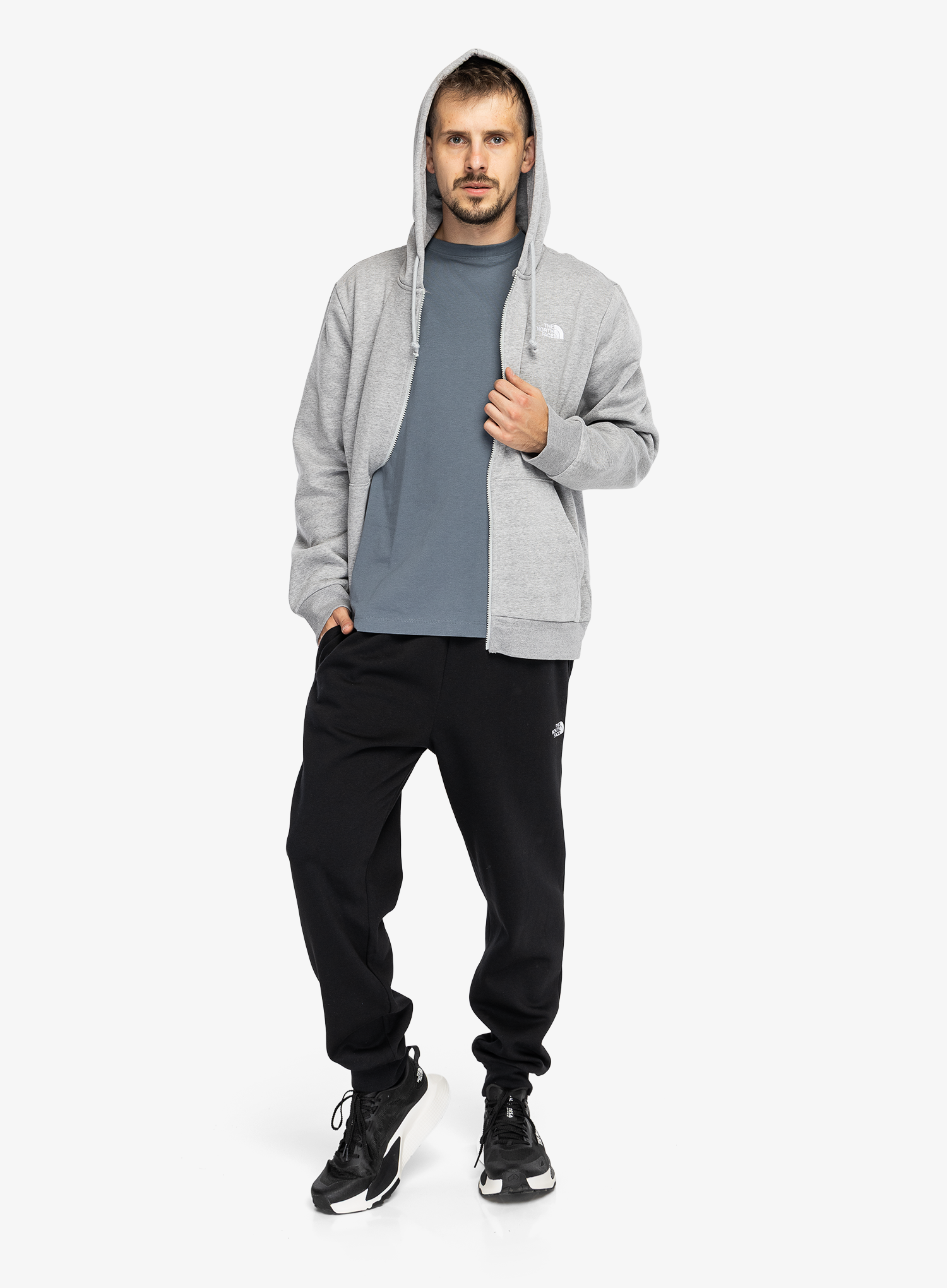 Hanorac cu gluga The North Face Evolution Simple Dome Regular Full Zip - pale grey heather