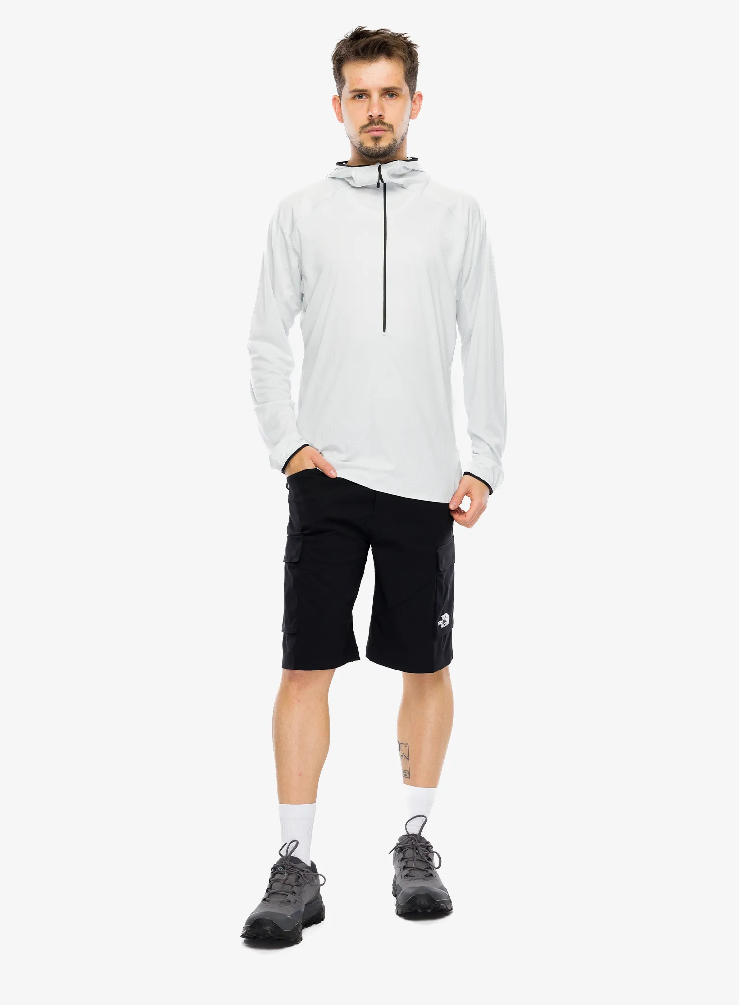 Hanorac cu fermoar 1/2 The North Face Summit Direct Sun Hoodie - pearl stone