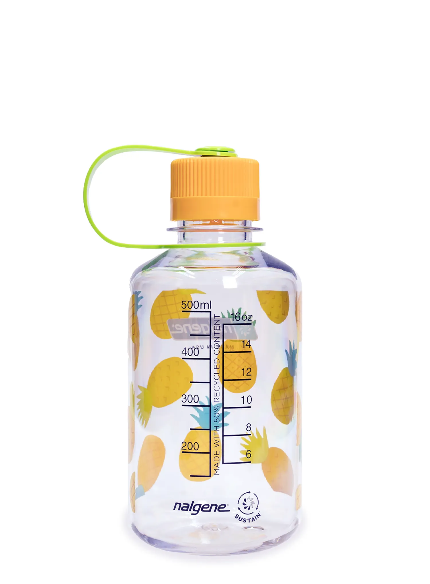 Sticlă de voiaj Nalgene Sustain Narrow Mouth Fruit Print 16 oz (473 ml) - pineapples