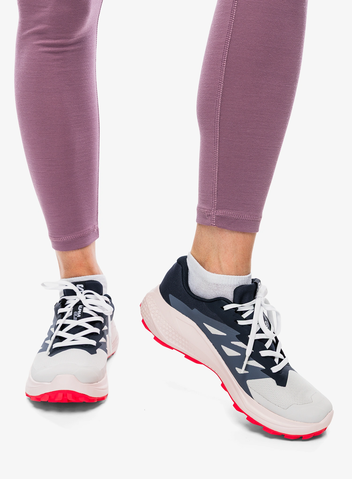 Pantofi alergare trail femei Salomon Alphaglide GTX - lunar/blue nights/red