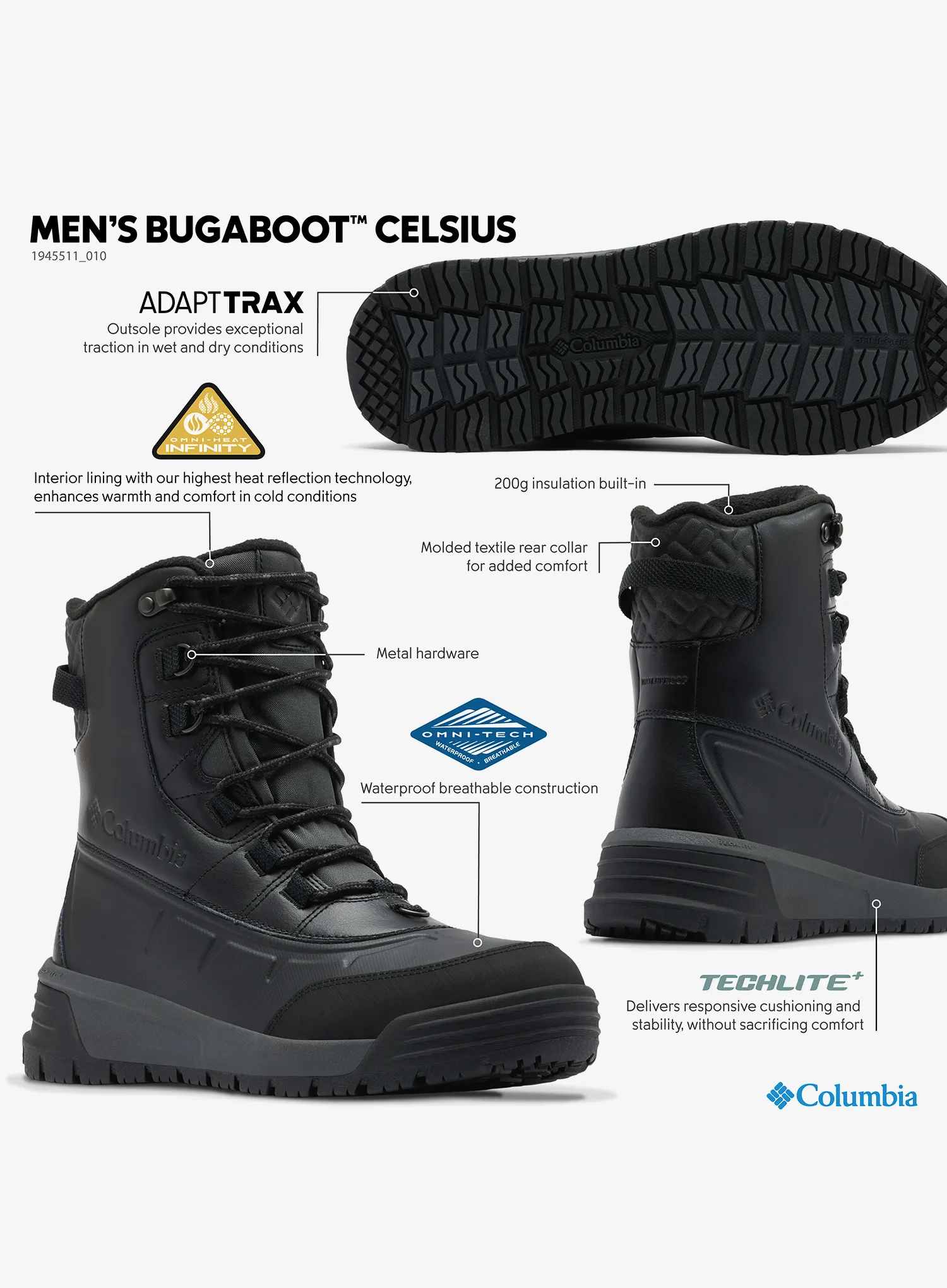 Ghete iarna barbati Columbia Bugaboot Celsius - black/shark