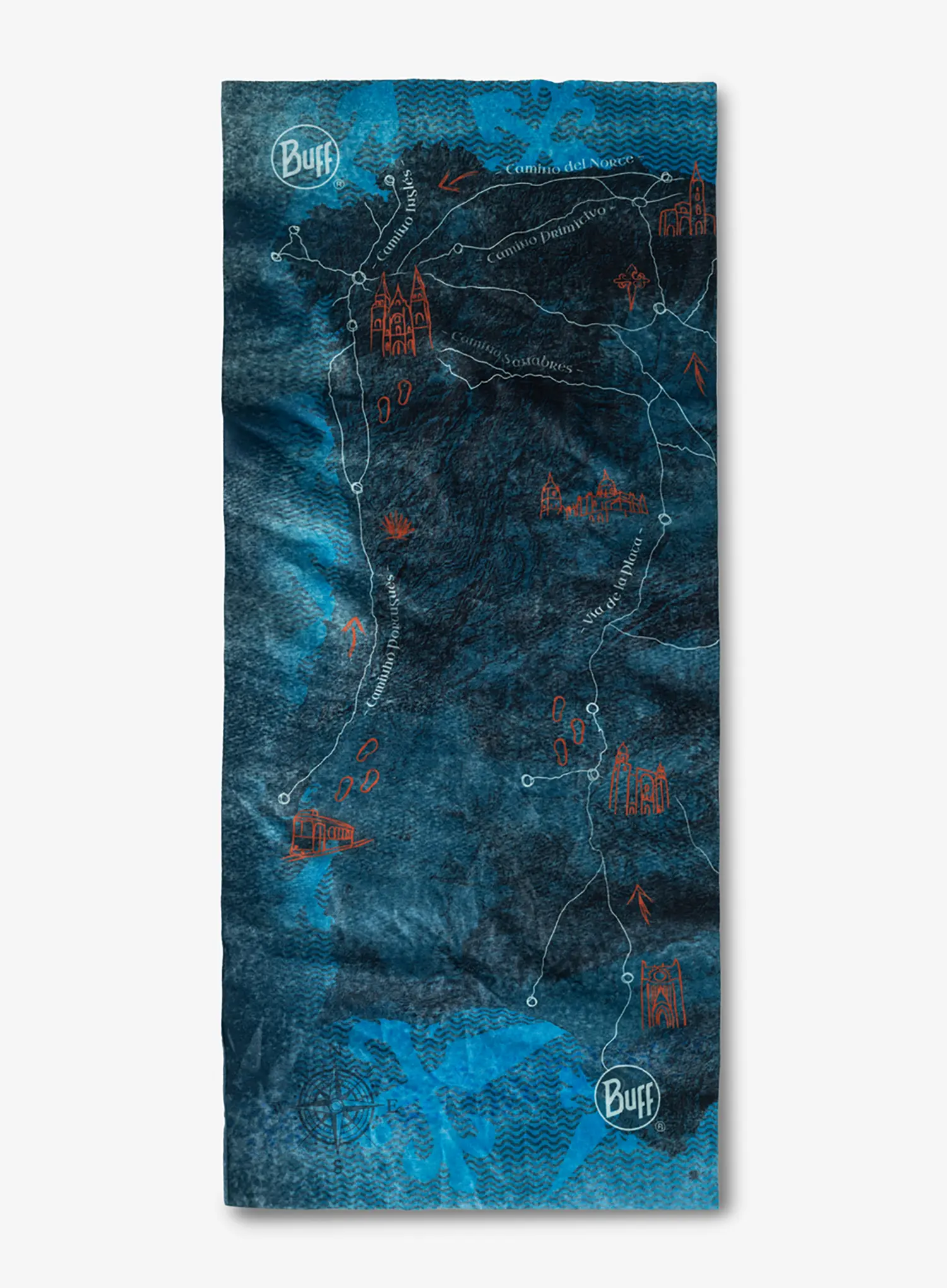 Bandana multifunctionala Buff CoolNet UV+ Camino de Santiago - peninsula denim