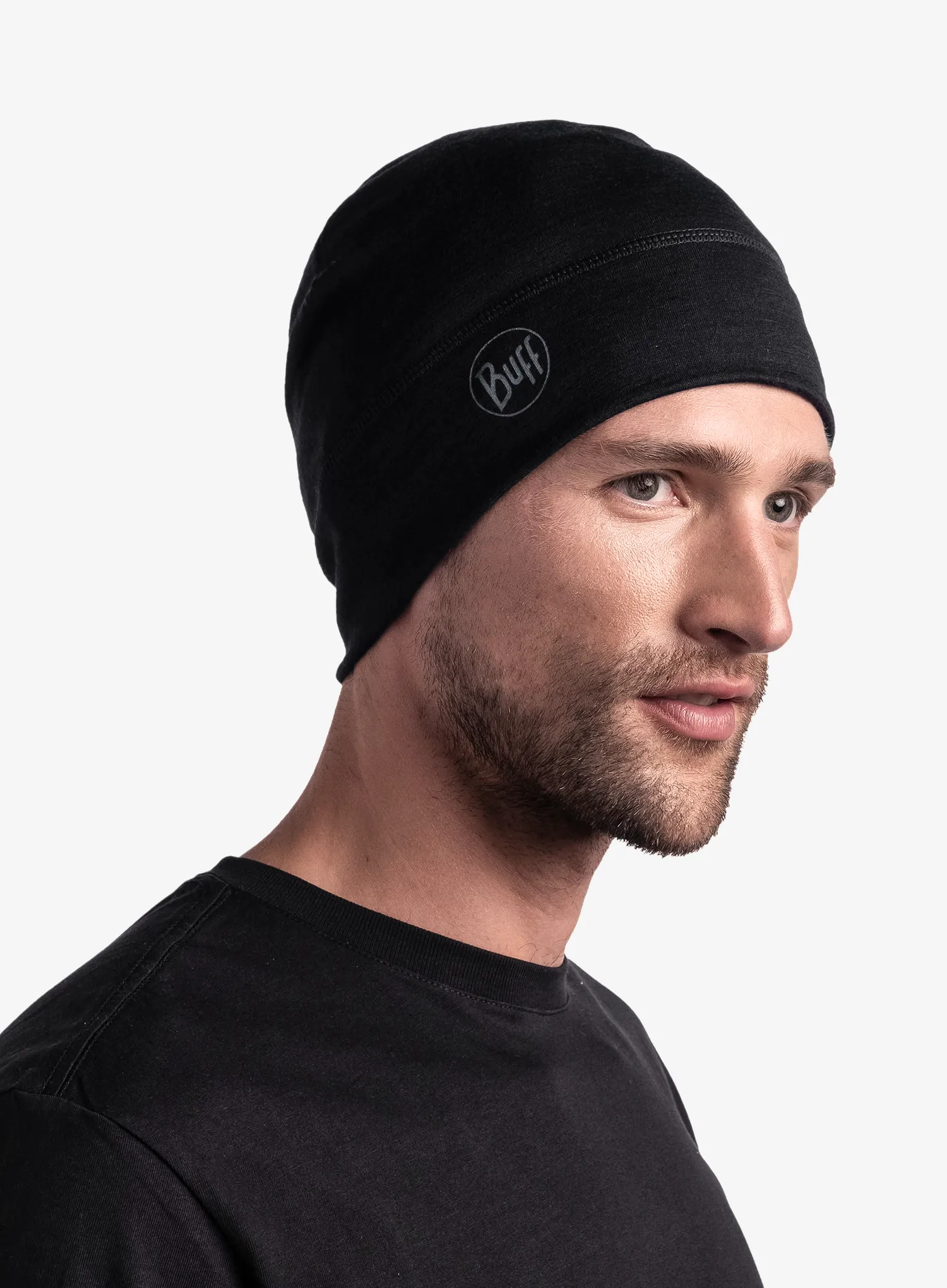 Caciula Buff Lightweight Merino Wool Hat - solid black