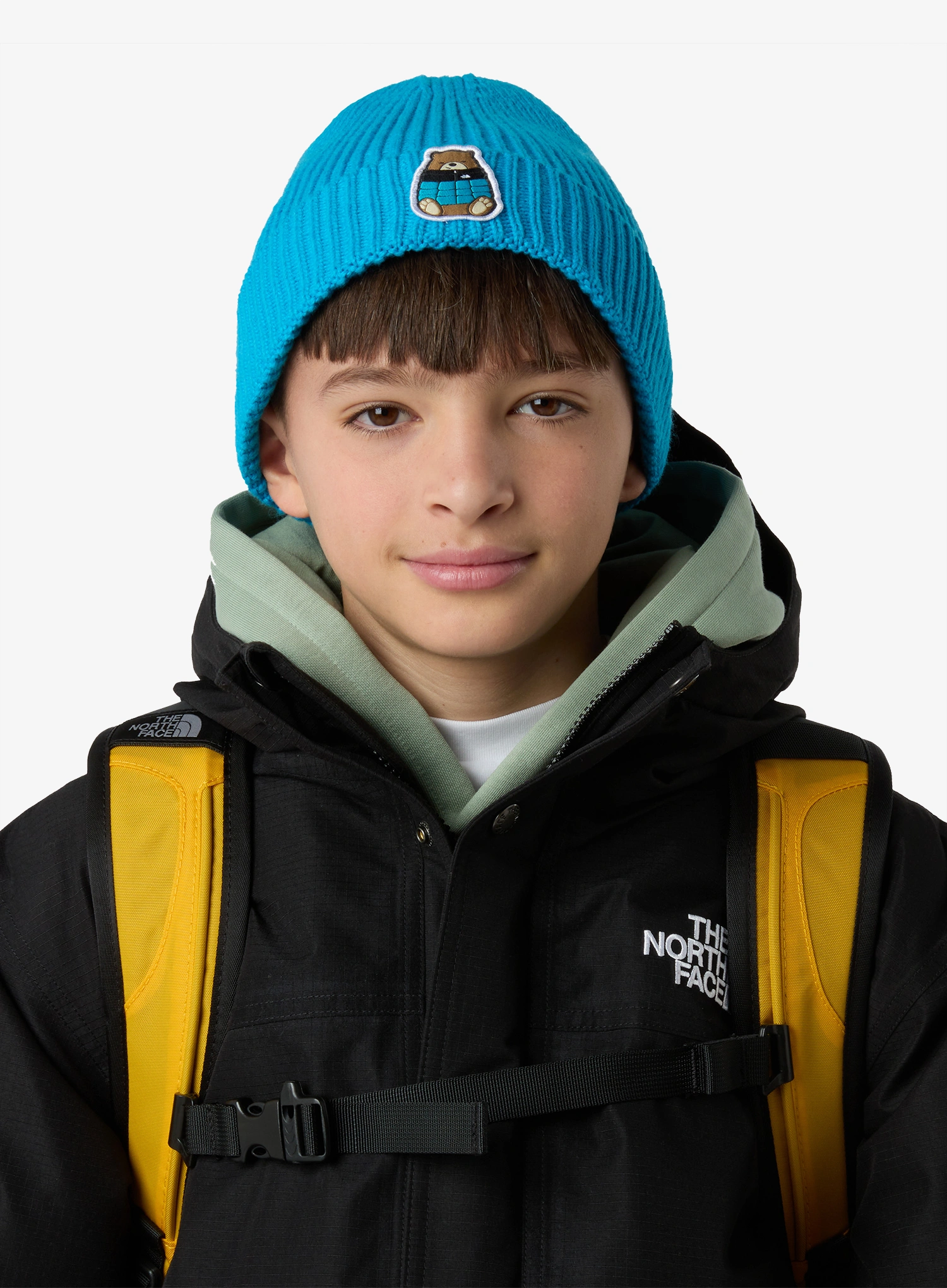 Șapcă pentru copii The North Face Logo Box Cuffed Beanie - meridian blue/bear patch