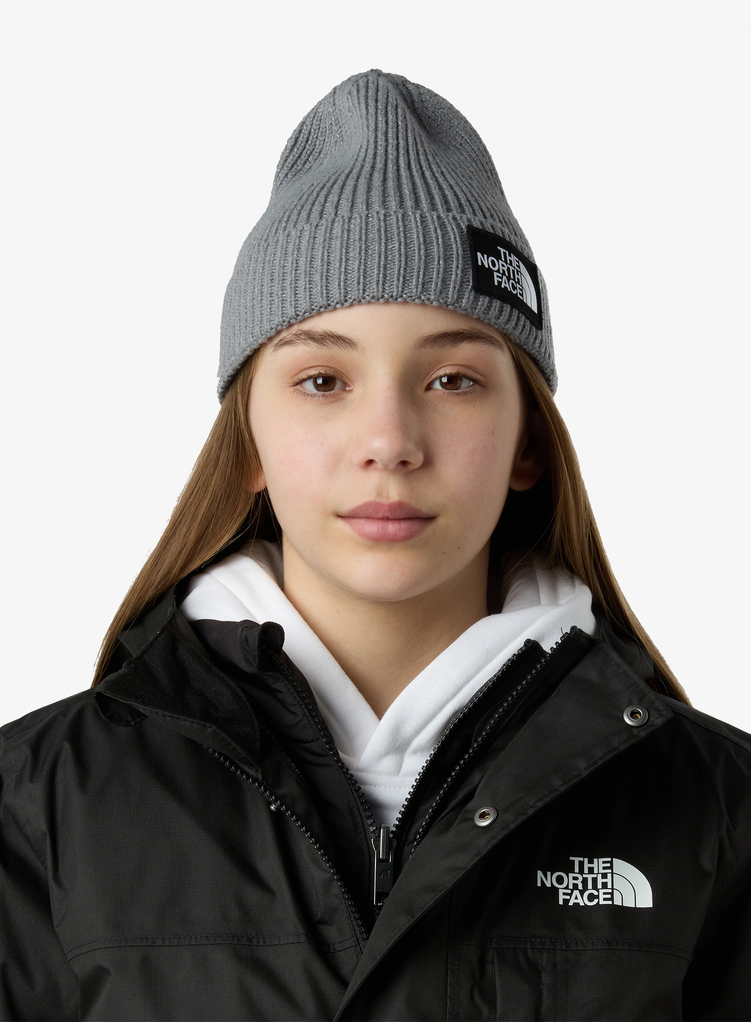 Șapcă pentru copii The North Face Logo Box Cuffed Beanie - tnf medium grey heather