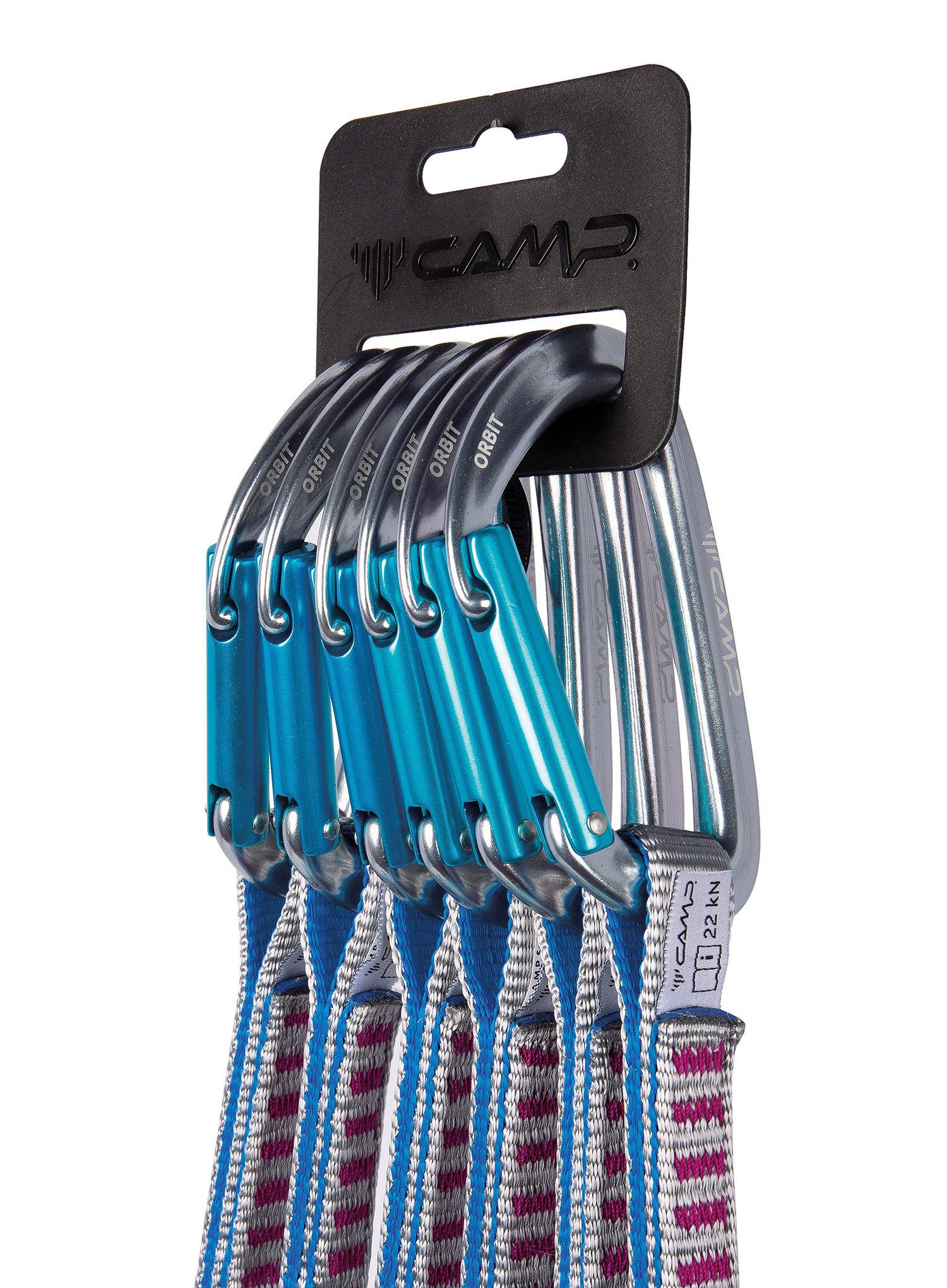 Bucle echipate Camp Orbit Express KS 12 cm 6-Pack - grey/blue/fuchsia