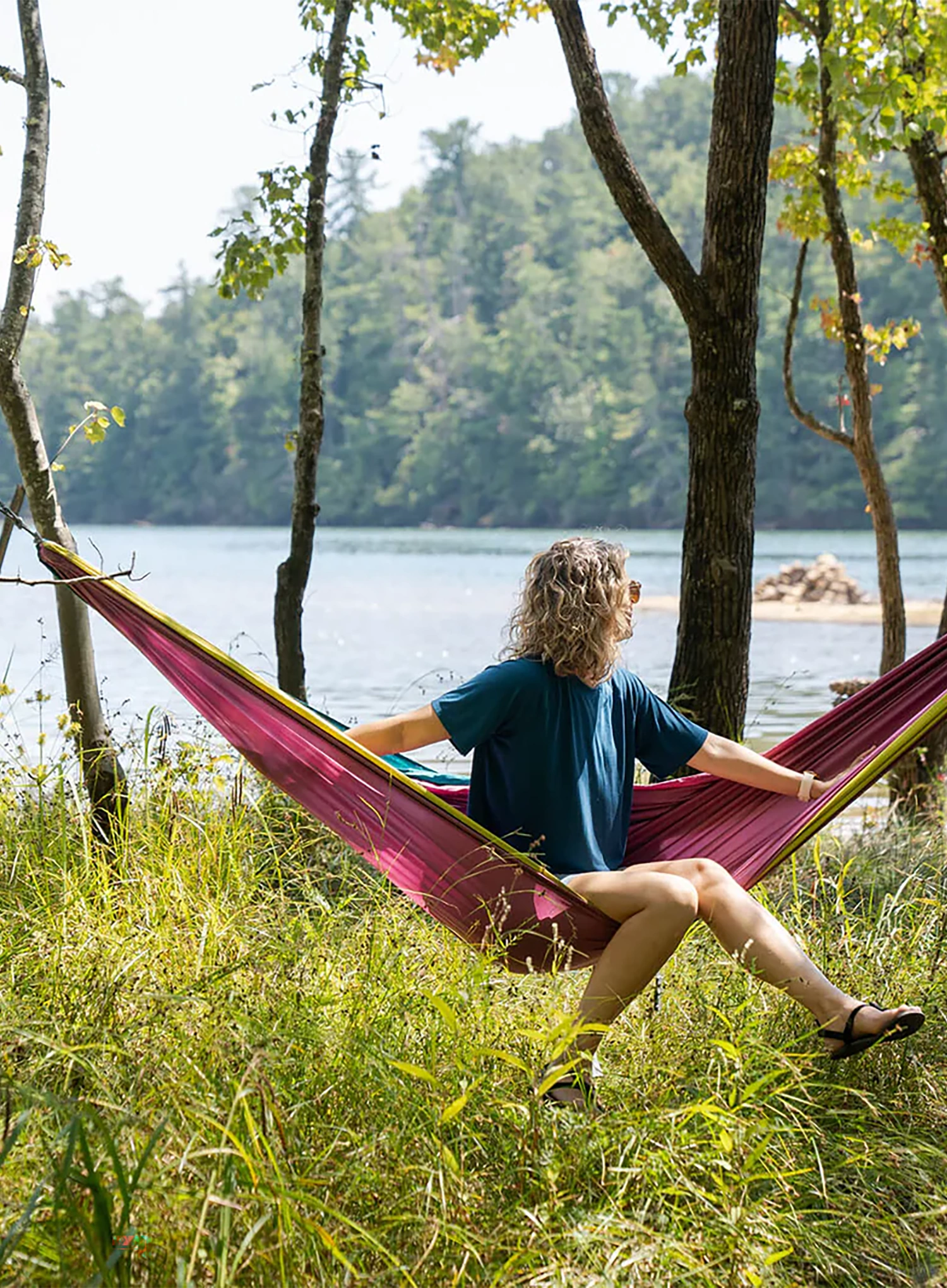 Hamac de voiaj ENO DoubleNest Hammock - seafoam/berry/melon