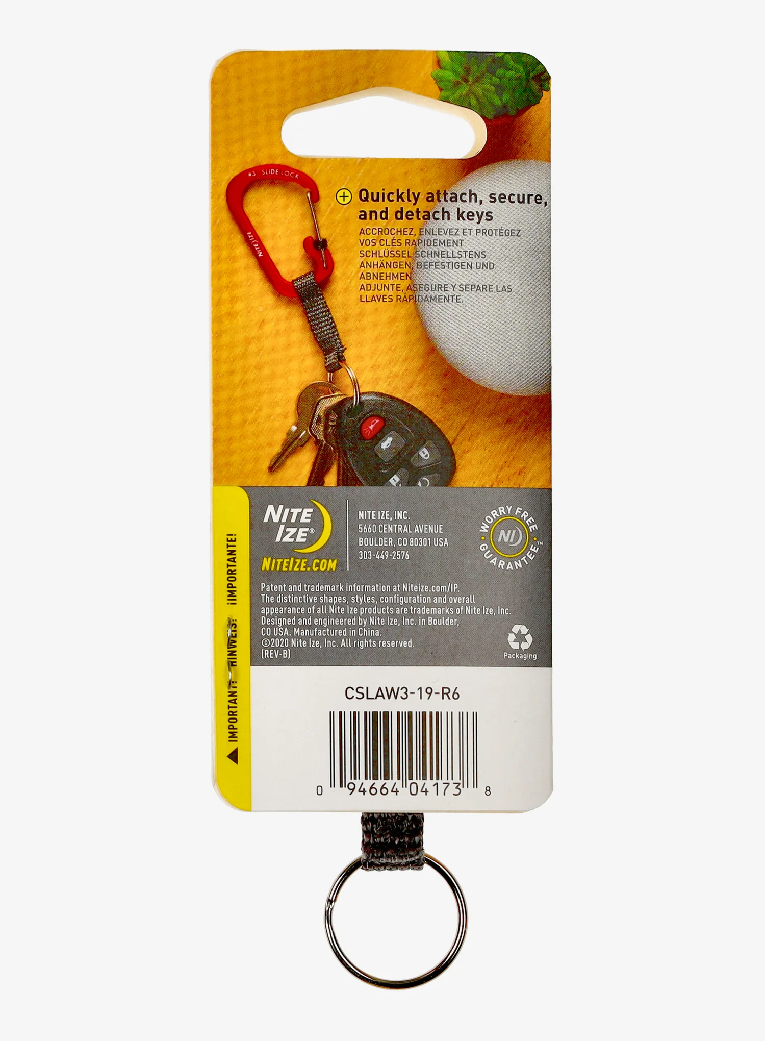 Carabina chei Nite Ize SlideLock Key Ring Aluminum - orange