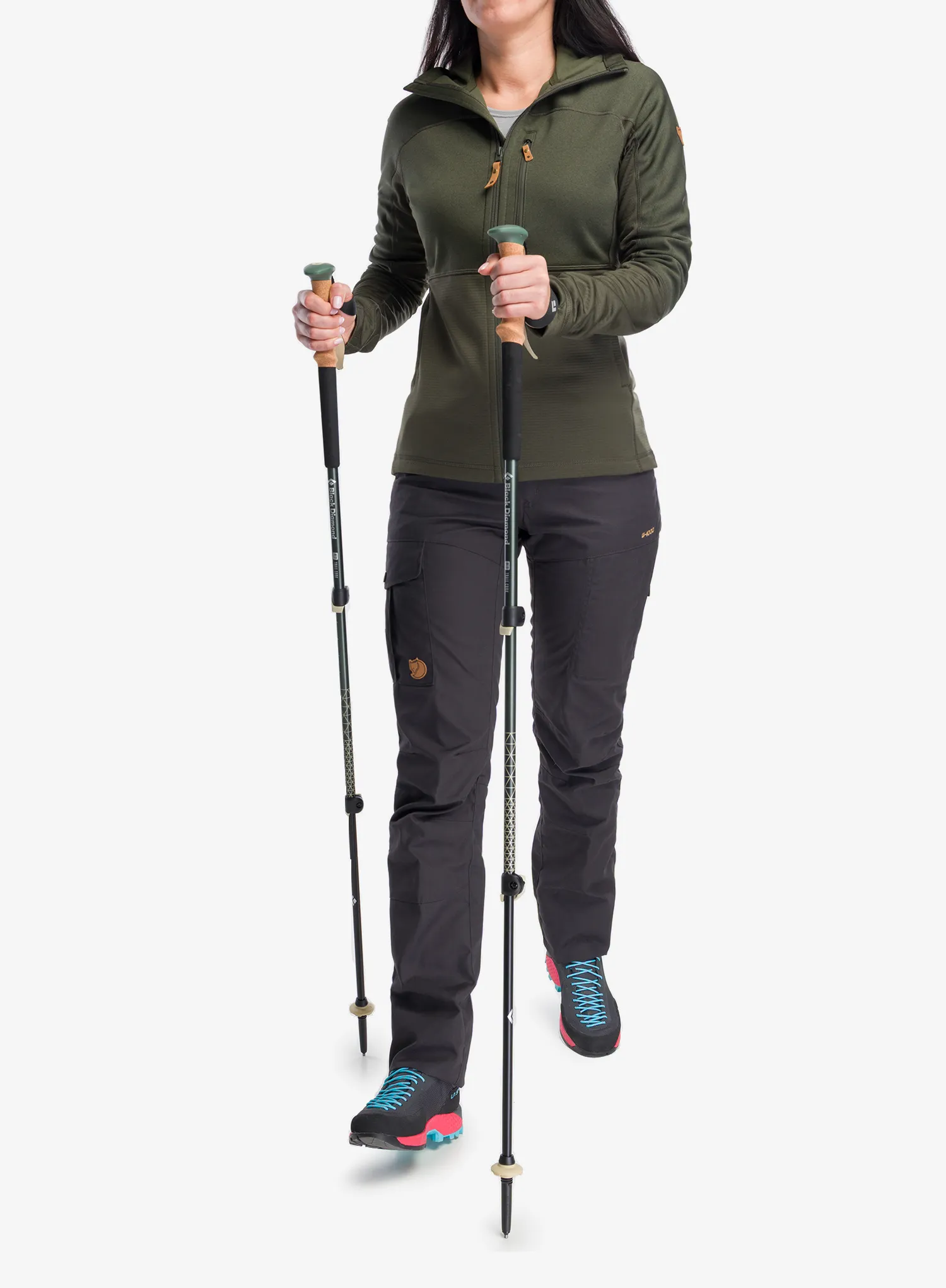 Bețe trekking Black Diamond Trail Cork Trekking Poles - laurel green