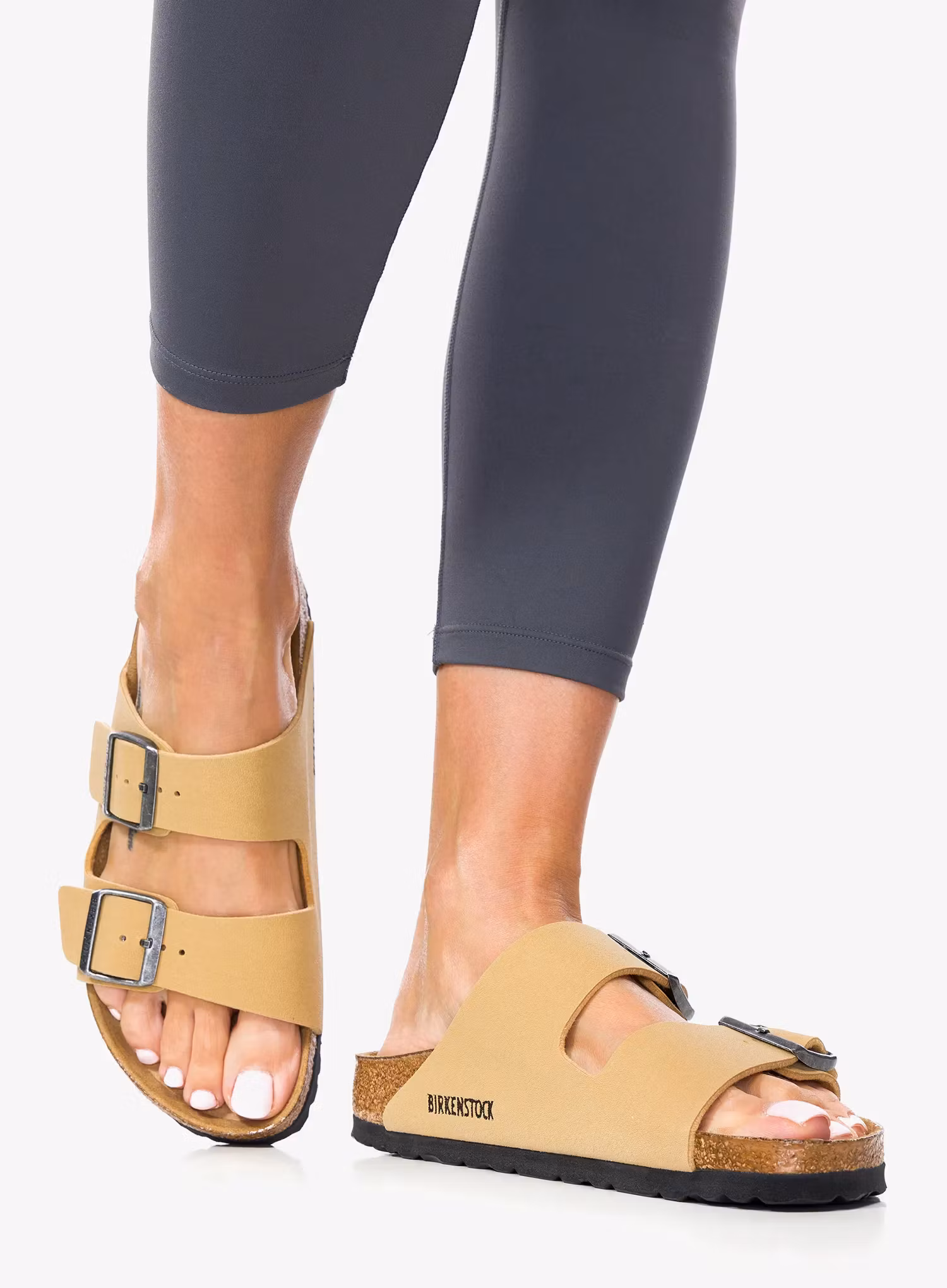 Papuci femei Birkenstock Arizona Birko-Flor Nubuk - latte cream