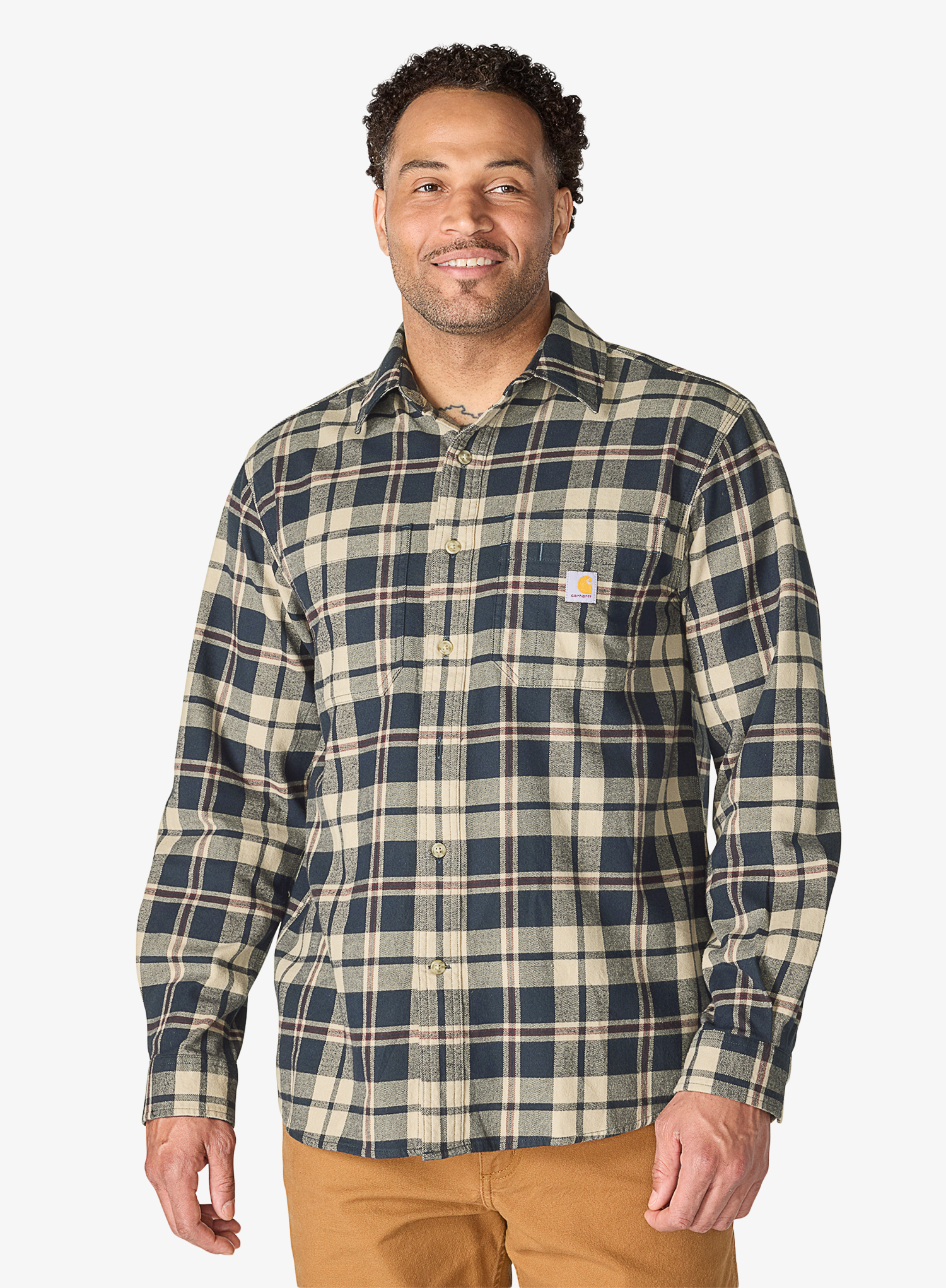 Cămaşă Carhartt Hamilton Relaxed LS Plaid Shirt - navy