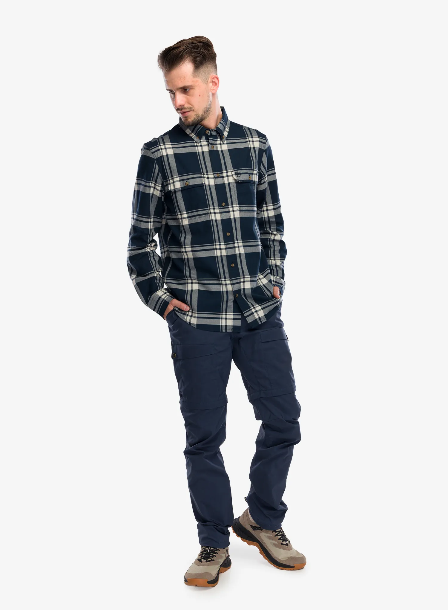 Camasa Fjallraven Ovik Lite Flannel Shirt - dark navy/chalk white