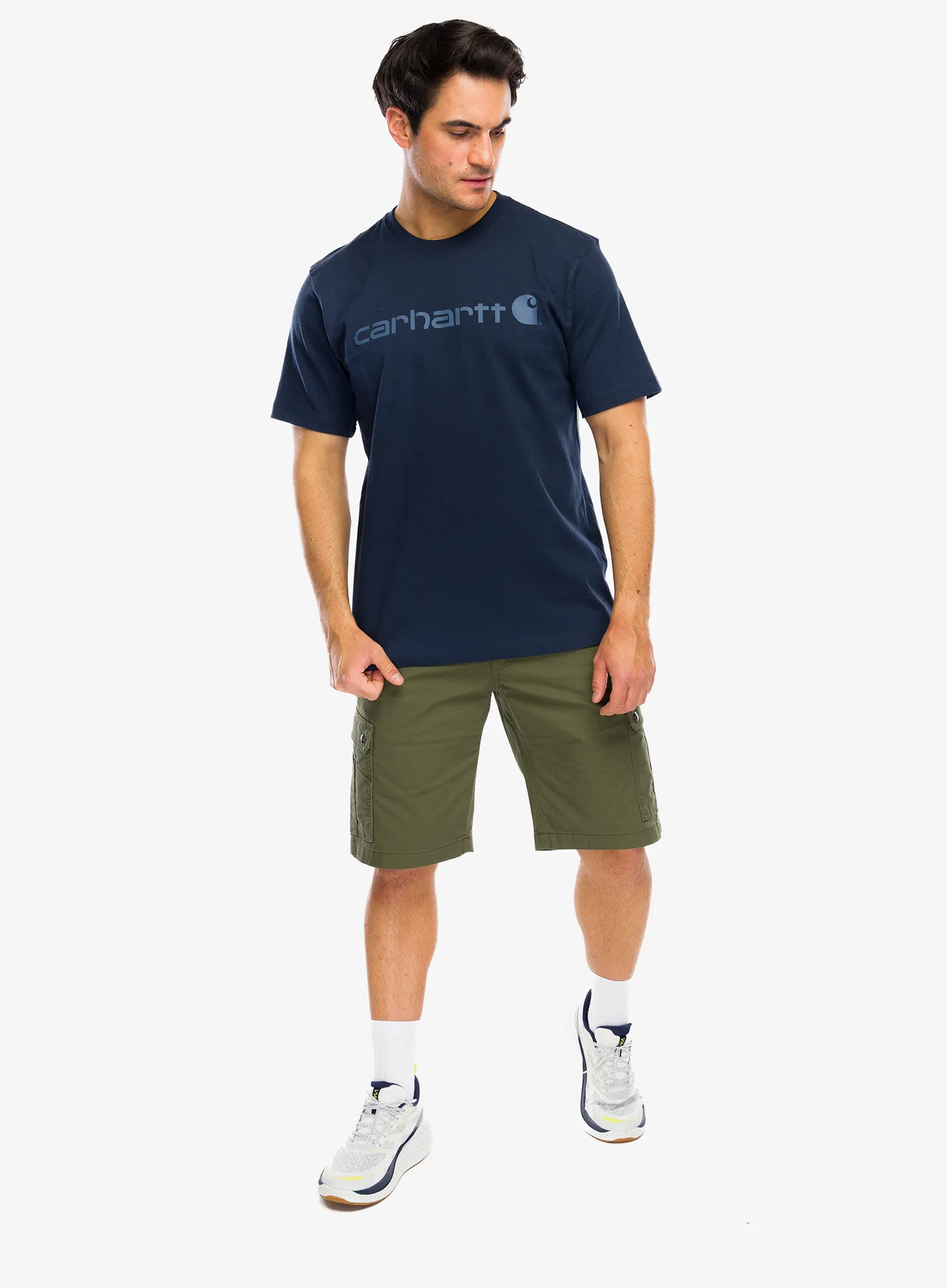 Tricou bumbac Carhartt Dearborn Relaxed Logo T-Shirt - navy/dark blue