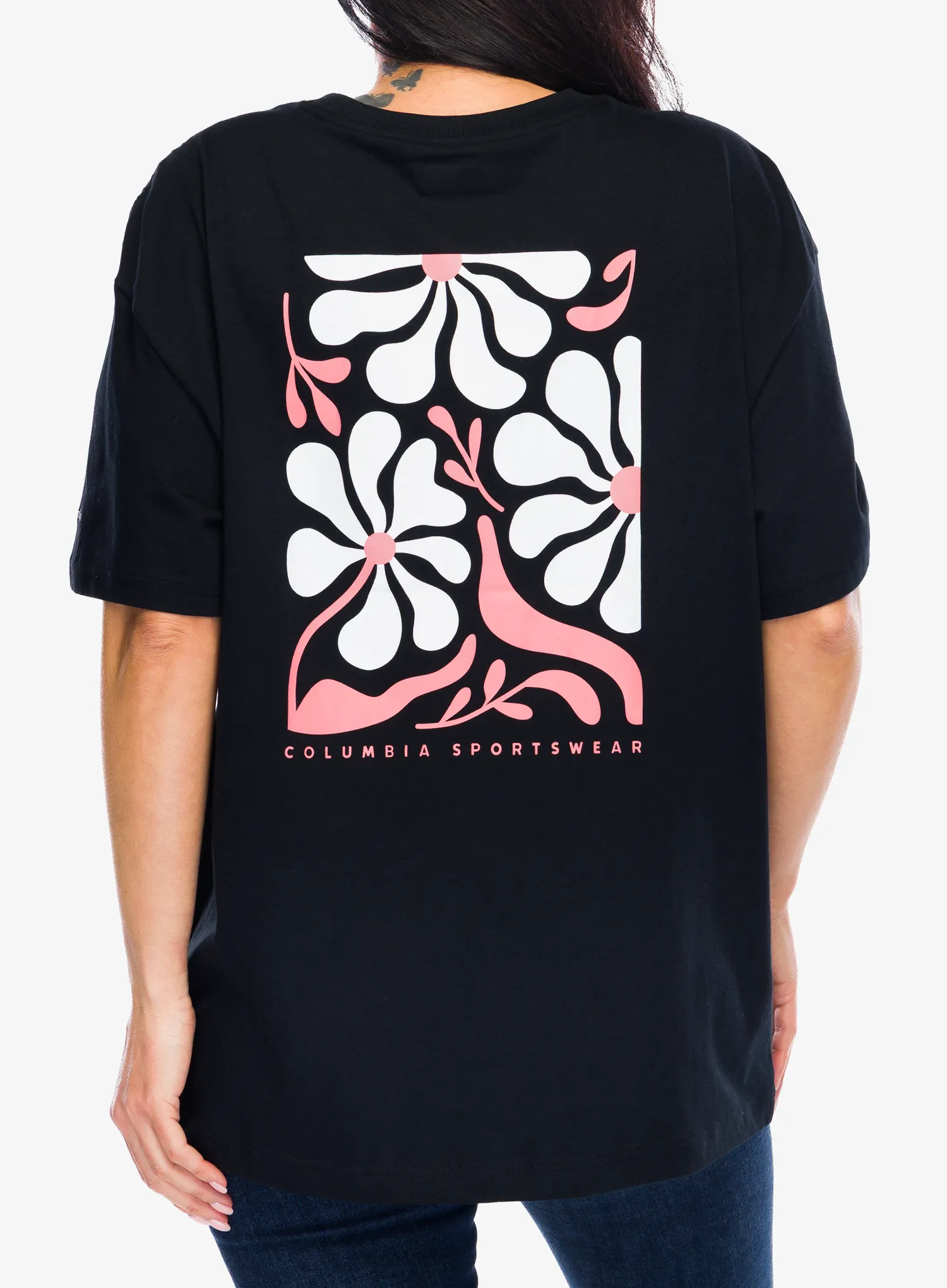 Tricou femei bumbac Columbia Rolling Bend Graphic Oversized Tee - black/floral fun