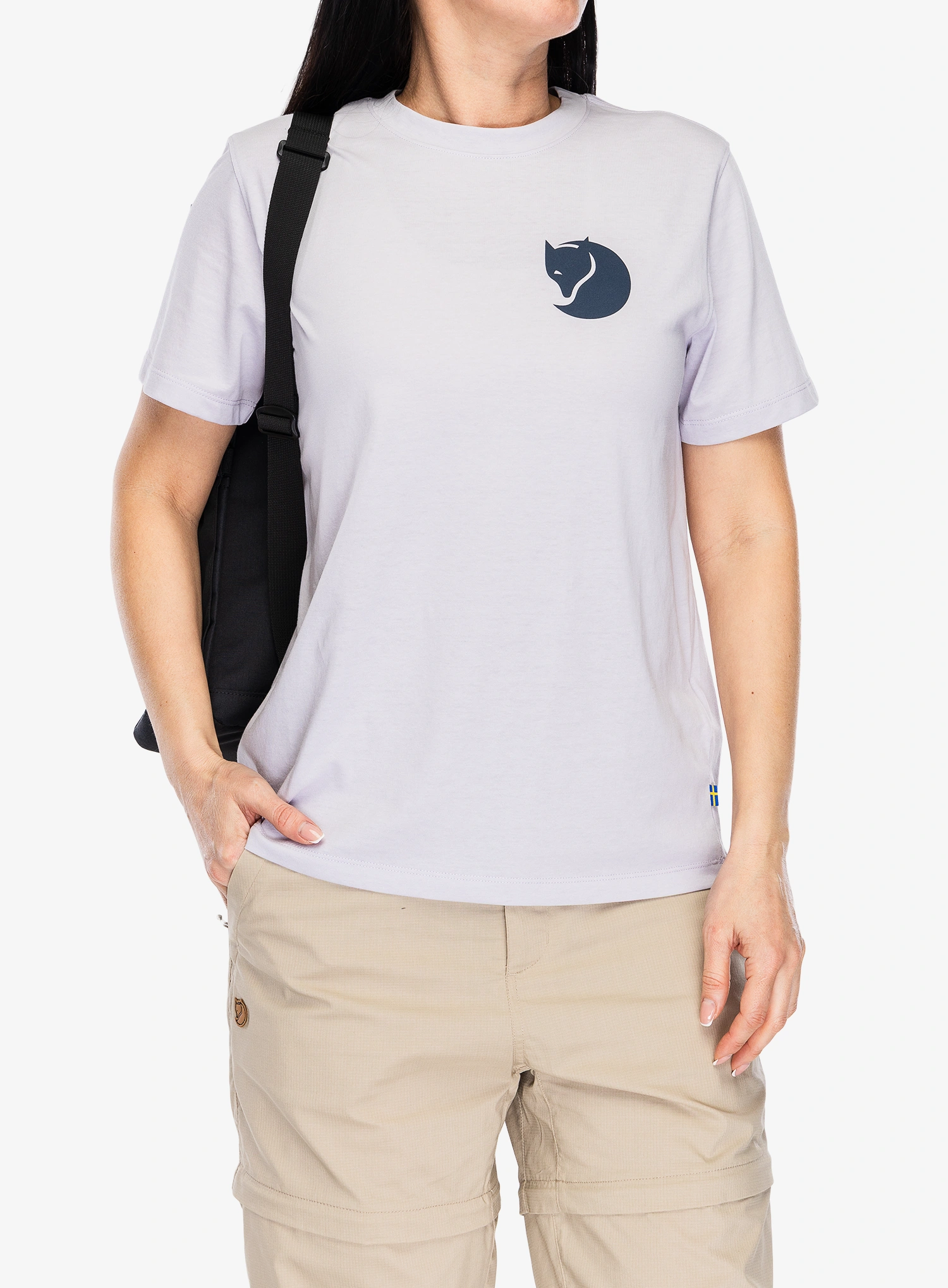 Tricou femei bumbac Fjallraven Fox Boxy Logo Tee - lavender mist