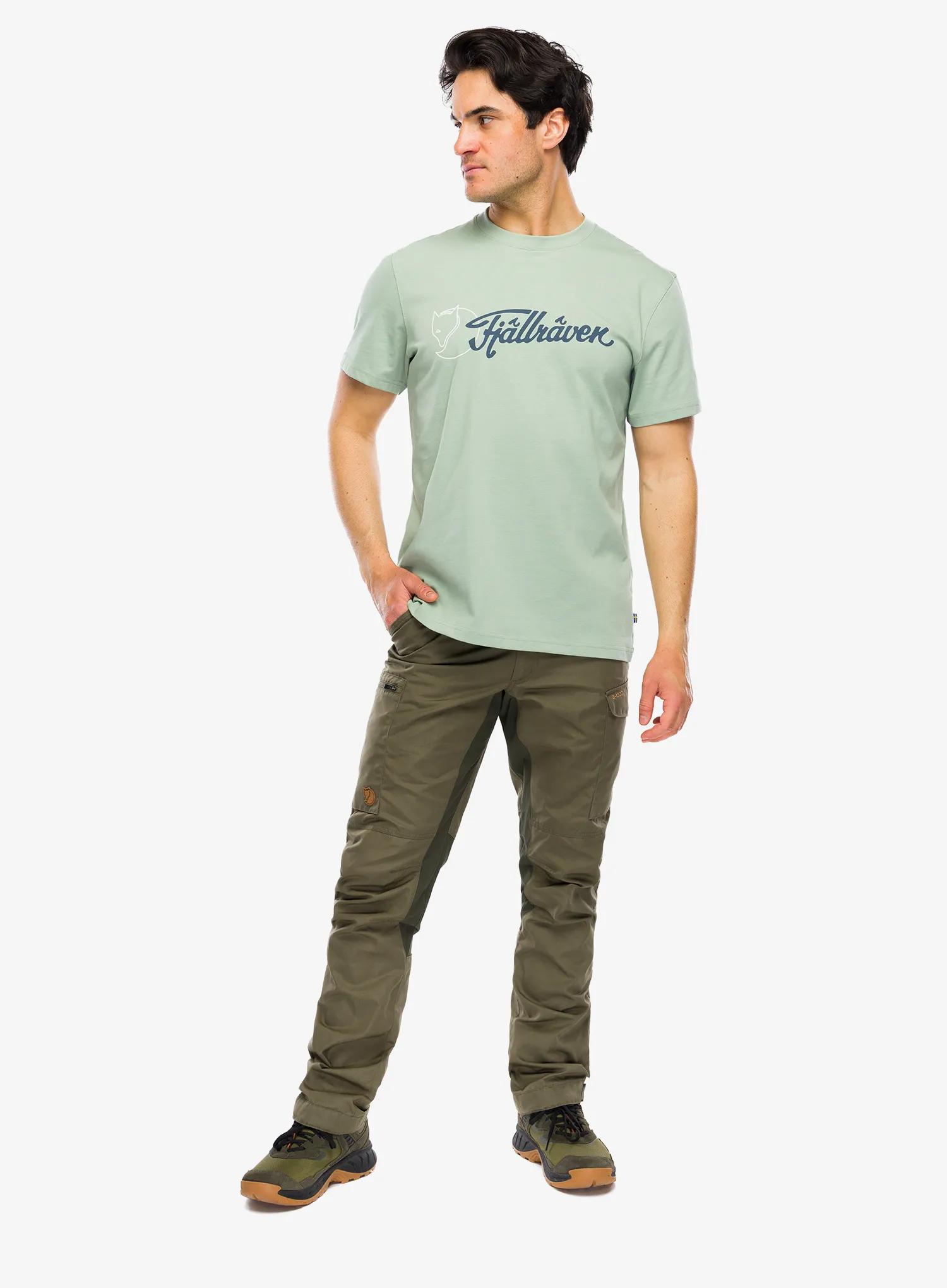 Tricou bumbac Fjallraven Archive Logo T-Shirt - misty green