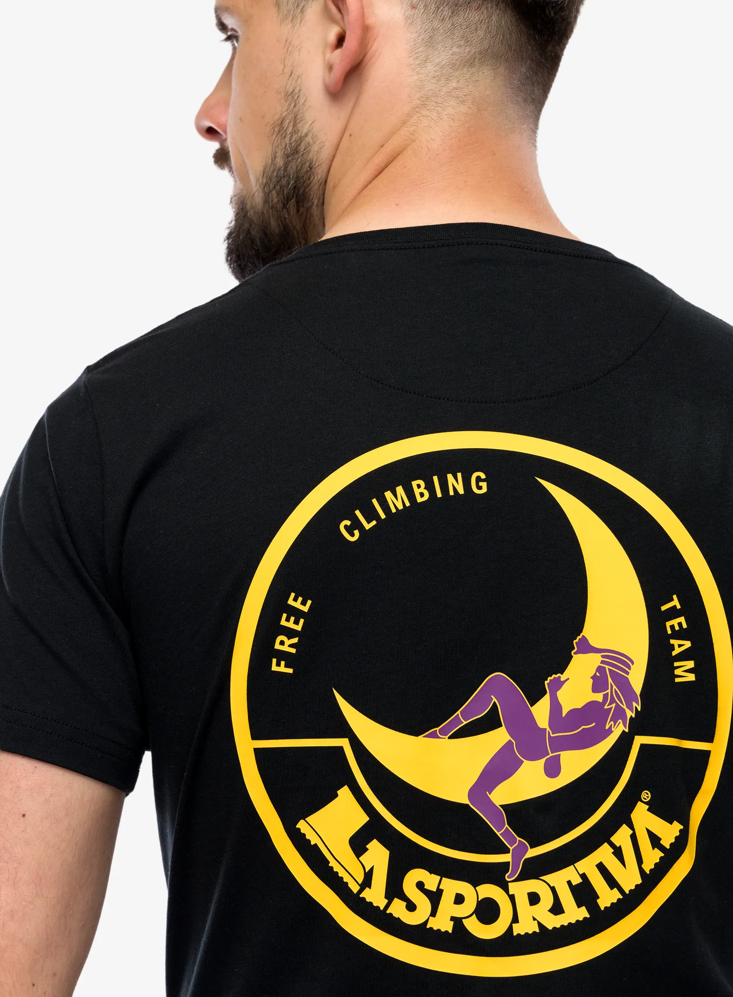 Tricou bumbac La Sportiva Climbing on the Moon T-Shirt - black/yellow