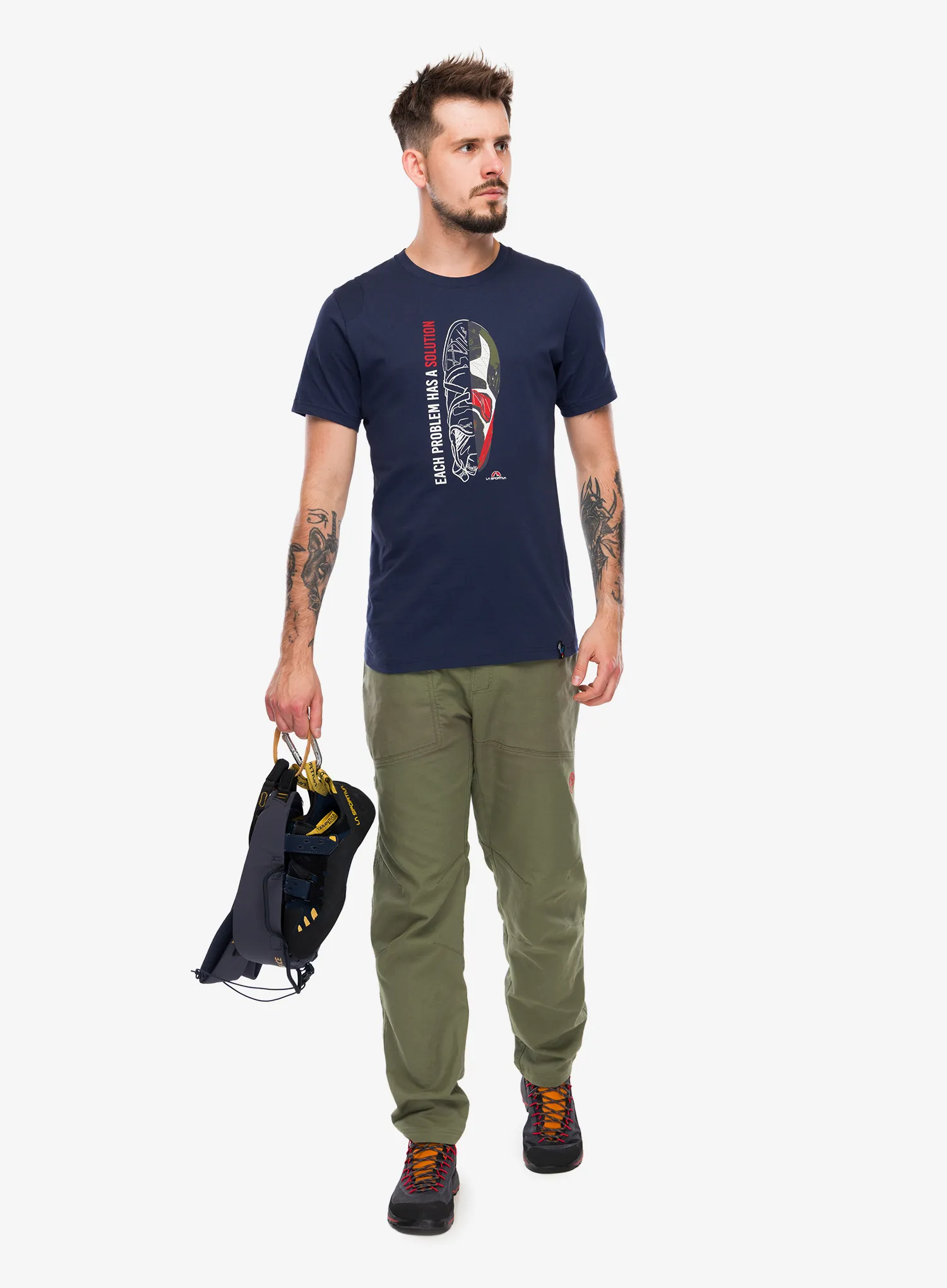 Tricou bumbac La Sportiva Solution T-Shirt - night sky/mountain red