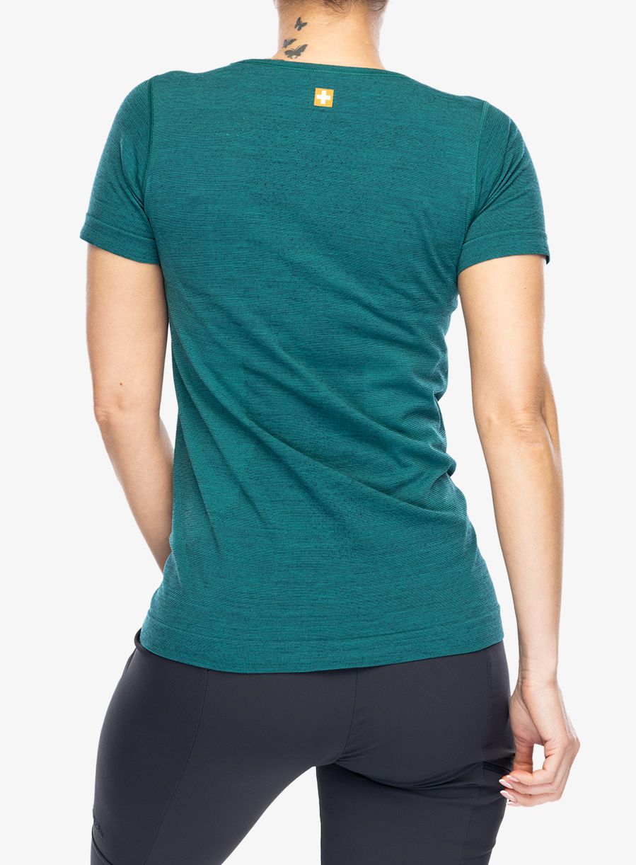 Tricou femei Brubeck Outdoor Wool Pro T-Shirt - green/mountains