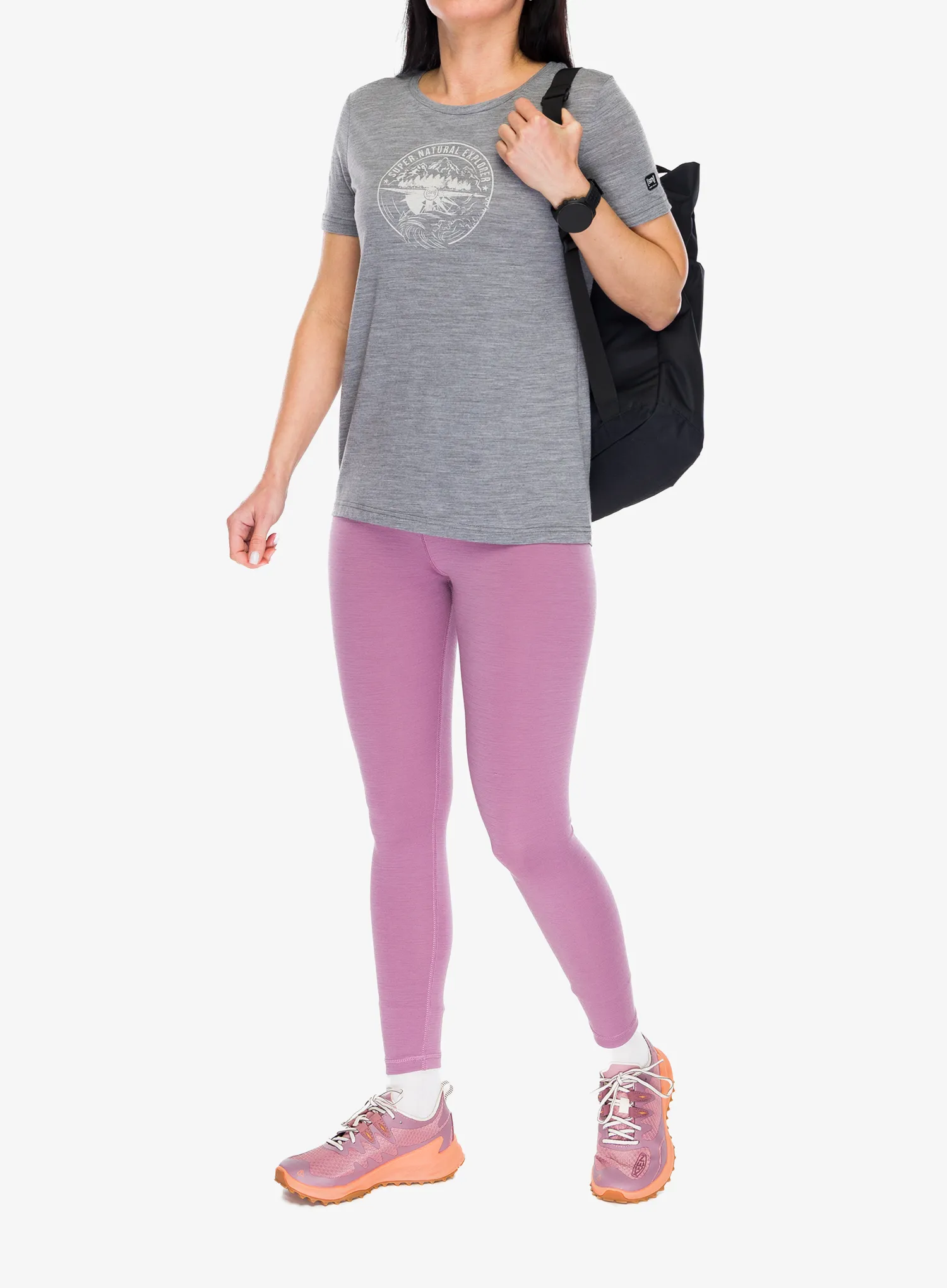Tricou femei Super.natural Exploring TEE - cashmere grey mel/wht stone