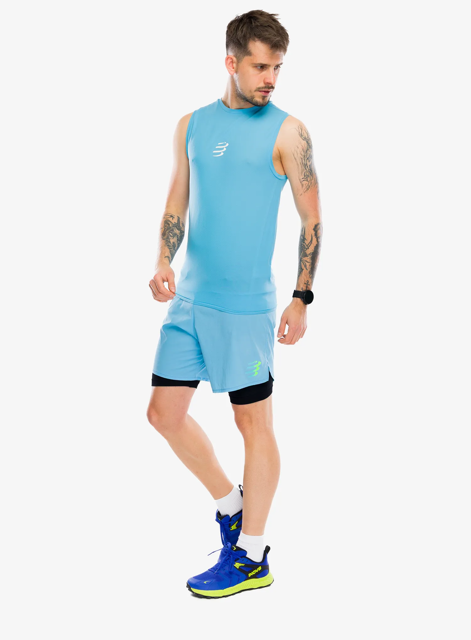 Tricou alergare Compressport Trail Racing Tank - norse blue