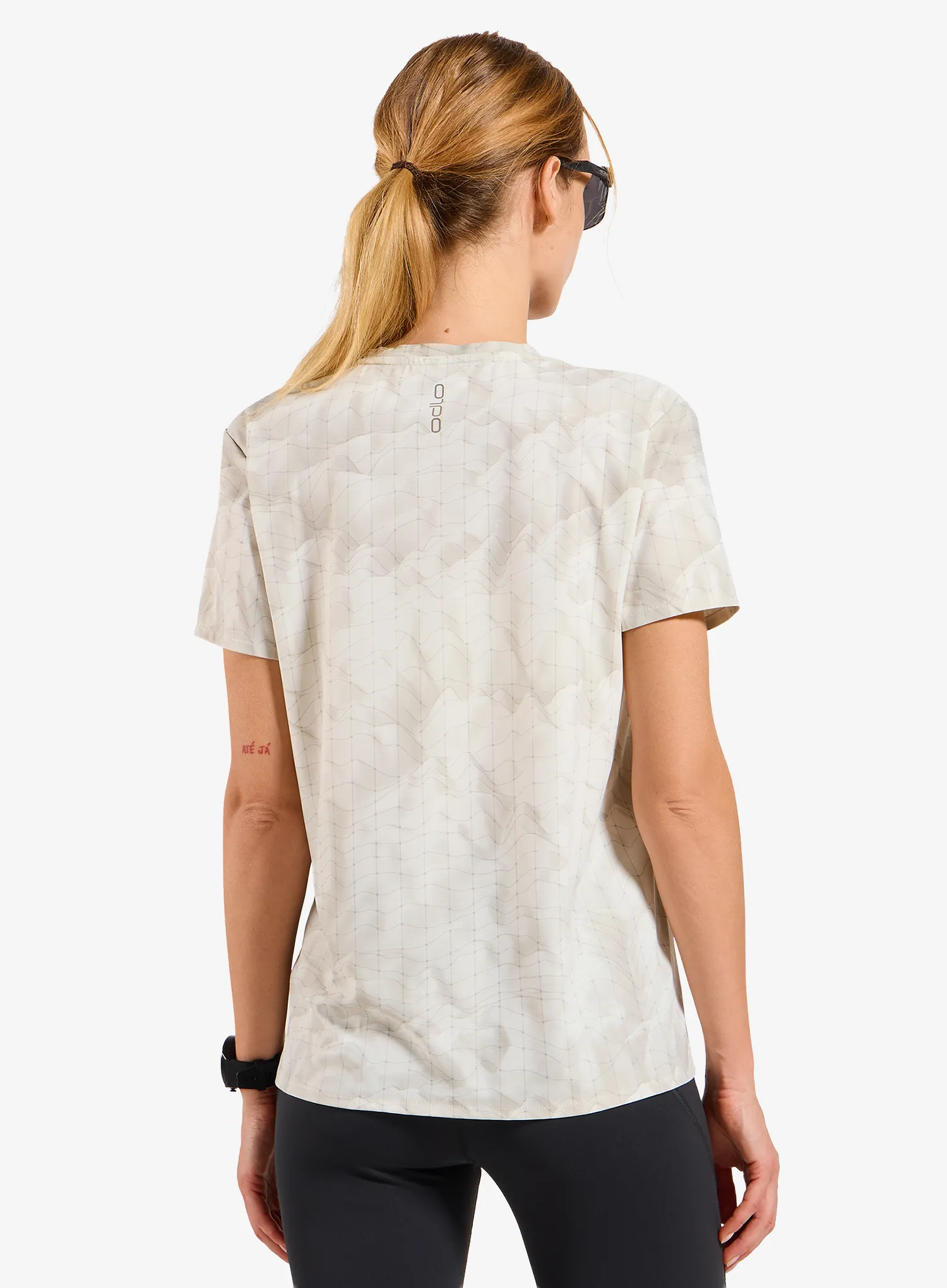 Tricou alergare femei Odlo Zeroweight Chill-Tec Print Crew Neck S/S - gardenia