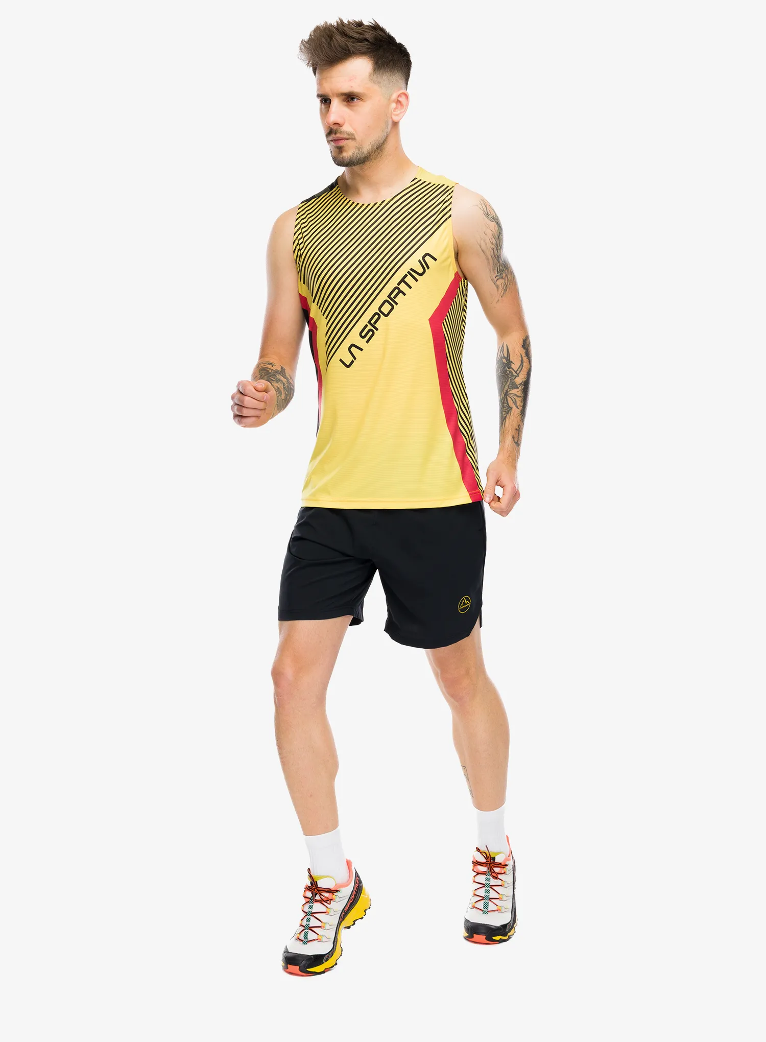 Tricou alergare La Sportiva Flow Tank - black/yellow