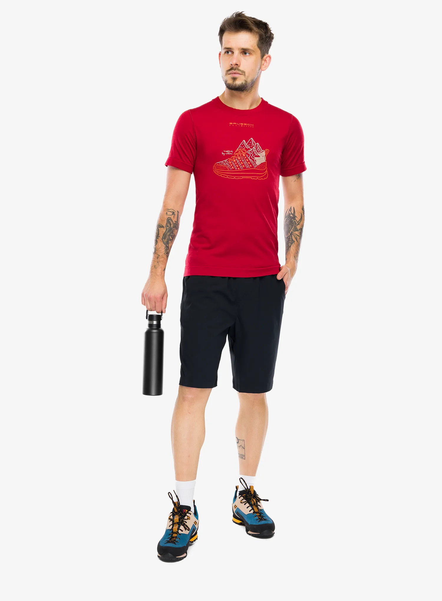 Tricou lana merinos Brubeck Outdoor Wool Pro SS - dark red