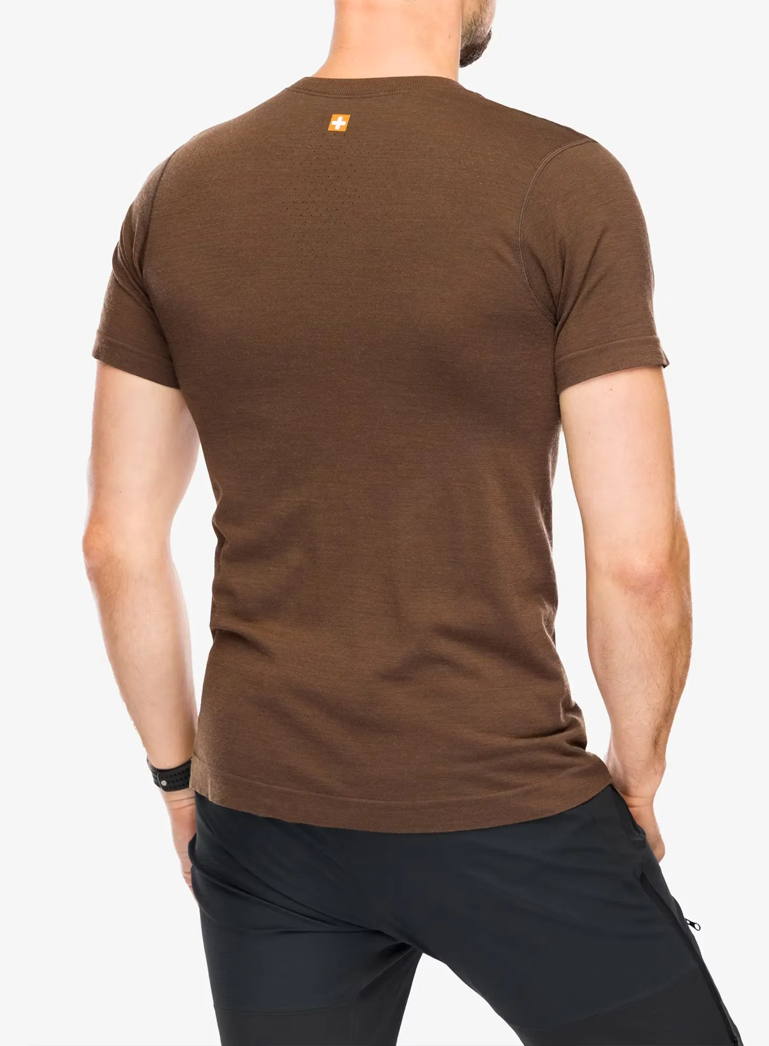Tricou lana merinos Brubeck Outdoor Wool Pro T-Shirt - brown/mountains