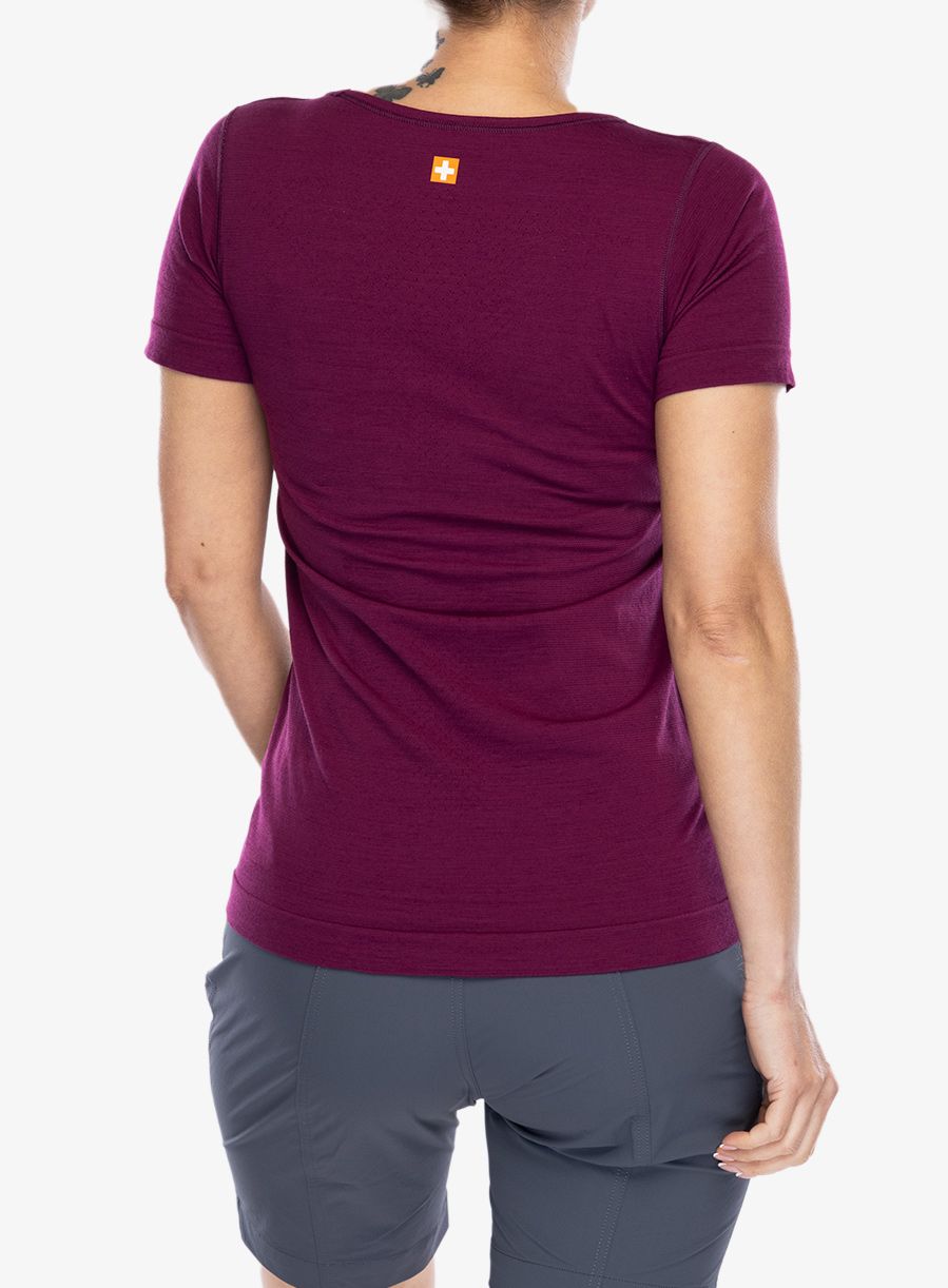 Tricou cu lana merinos femei Brubeck Outdoor Wool Pro T-Shirt - plum/wolf