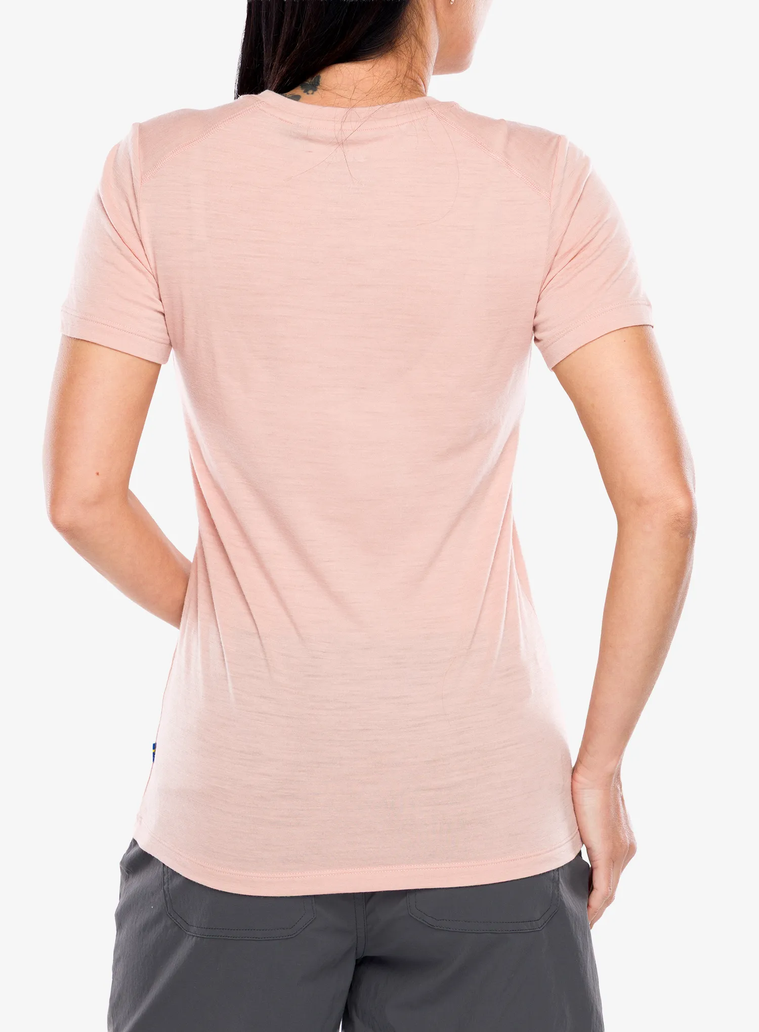 Tricou cu lana merinos femei Fjallraven Abisko Wool Fox SS - chalk rose/port