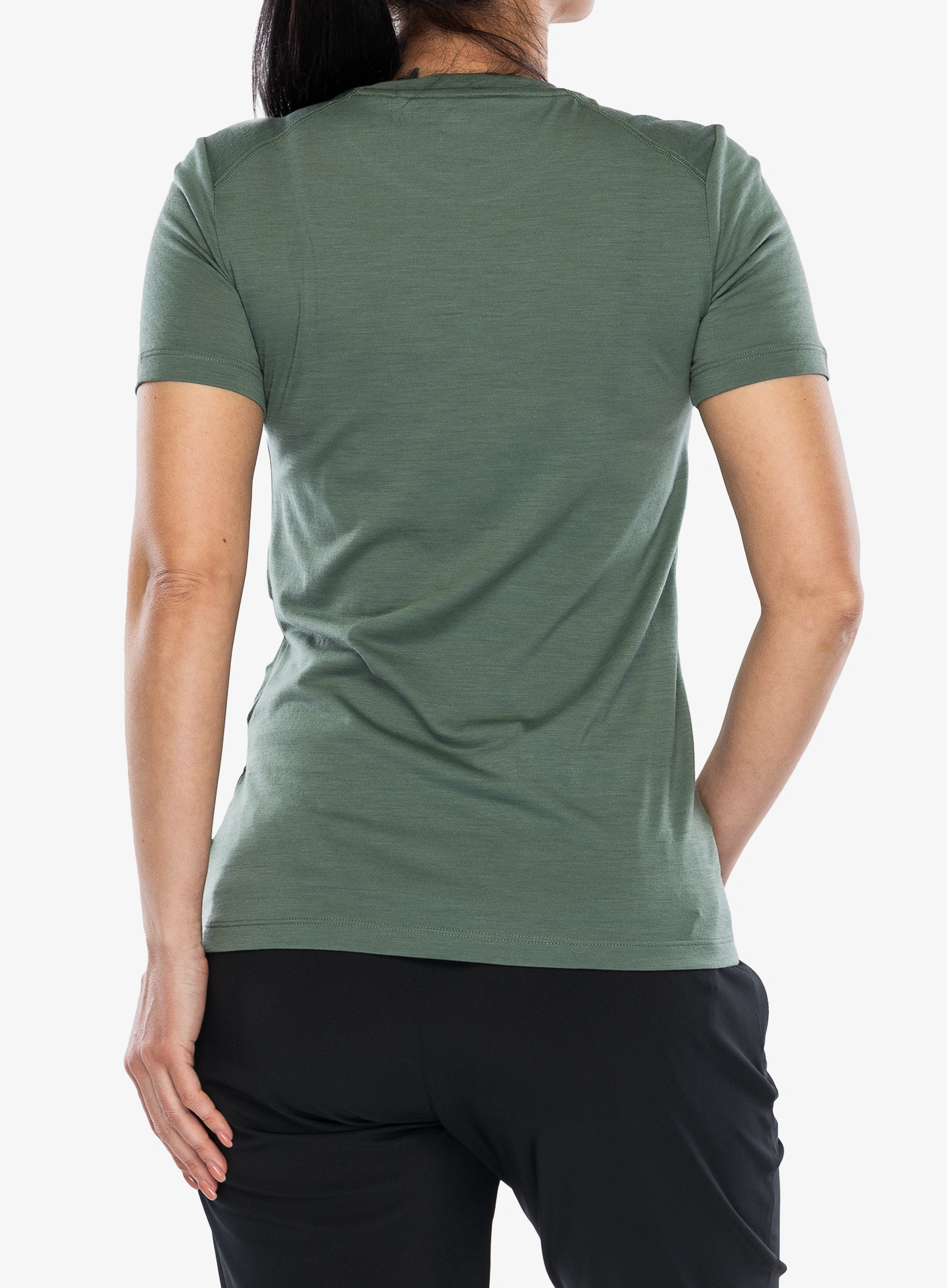 Tricou cu lana merinos femei Fjallraven Abisko Wool Fox SS - patina green/terracotta brown