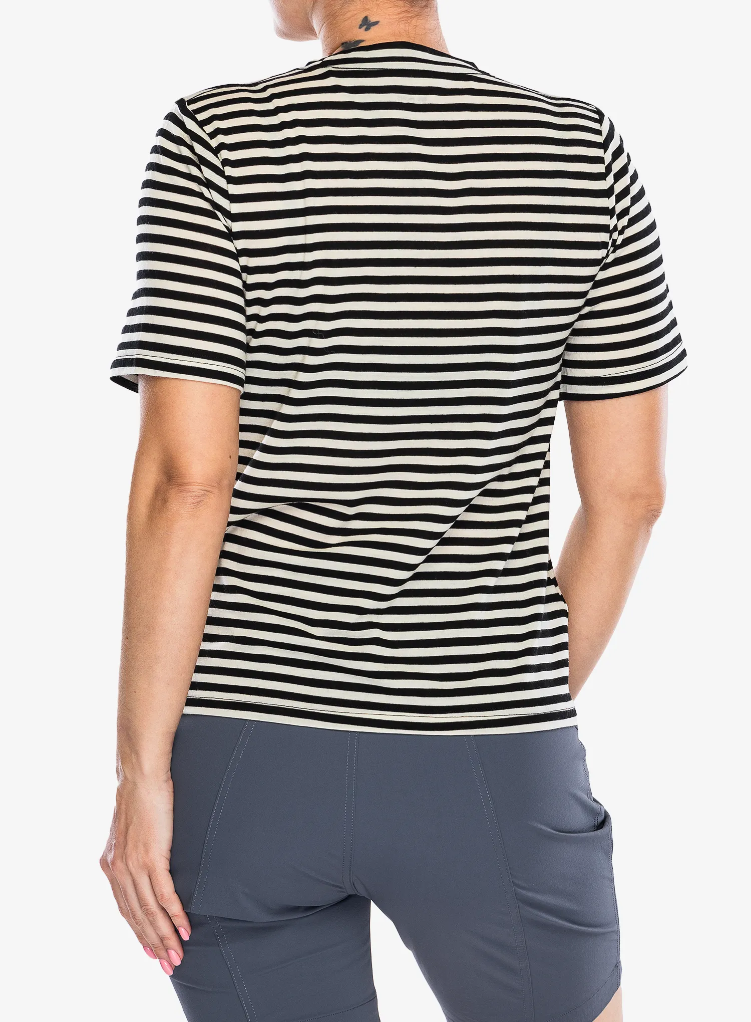 Tricou cu lana merinos femei Mons Royale Icon Relaxed Tee - MR stripe