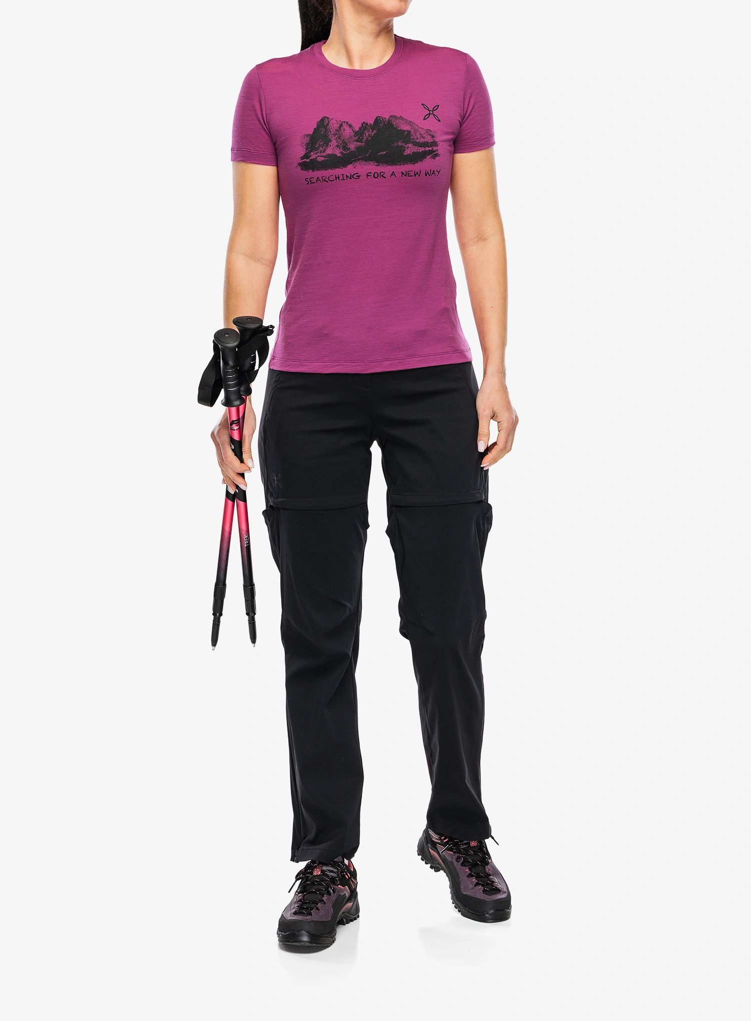 Tricou cu lana merinos femei Montura Peaks Merino T-Shirt - baton rouge