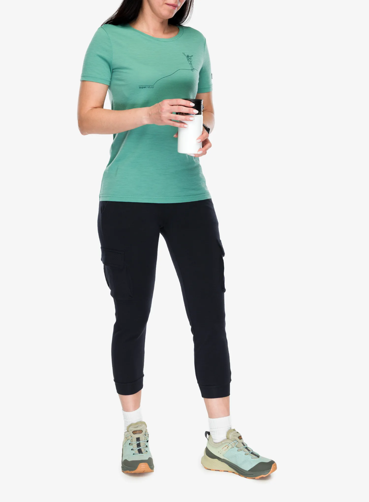 Tricou cu lana merinos femei Super.natural Berggluck Tee - lagoon green/pacific