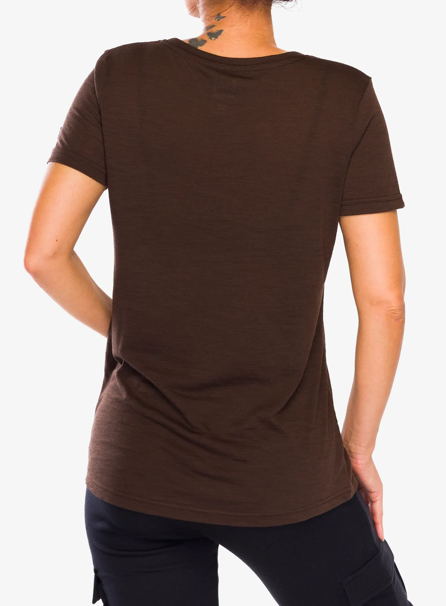 Tricou cu lana merinos femei Super.natural Teabag World Tee - chocolate bean/feather grey