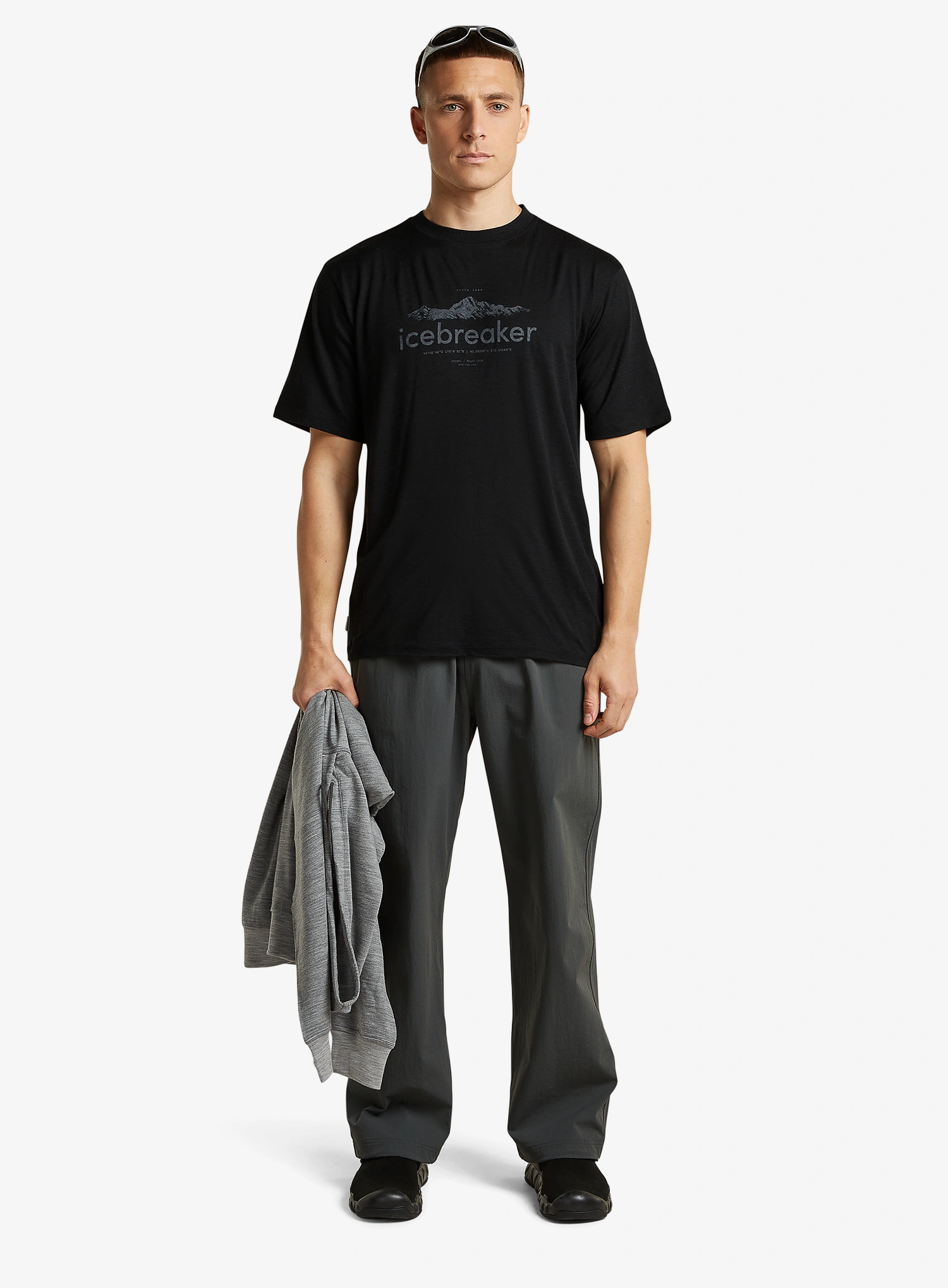 Tricou lana merinos Icebreaker Merino 150 Tech Lite SS Rlxd T ib Heritage - black
