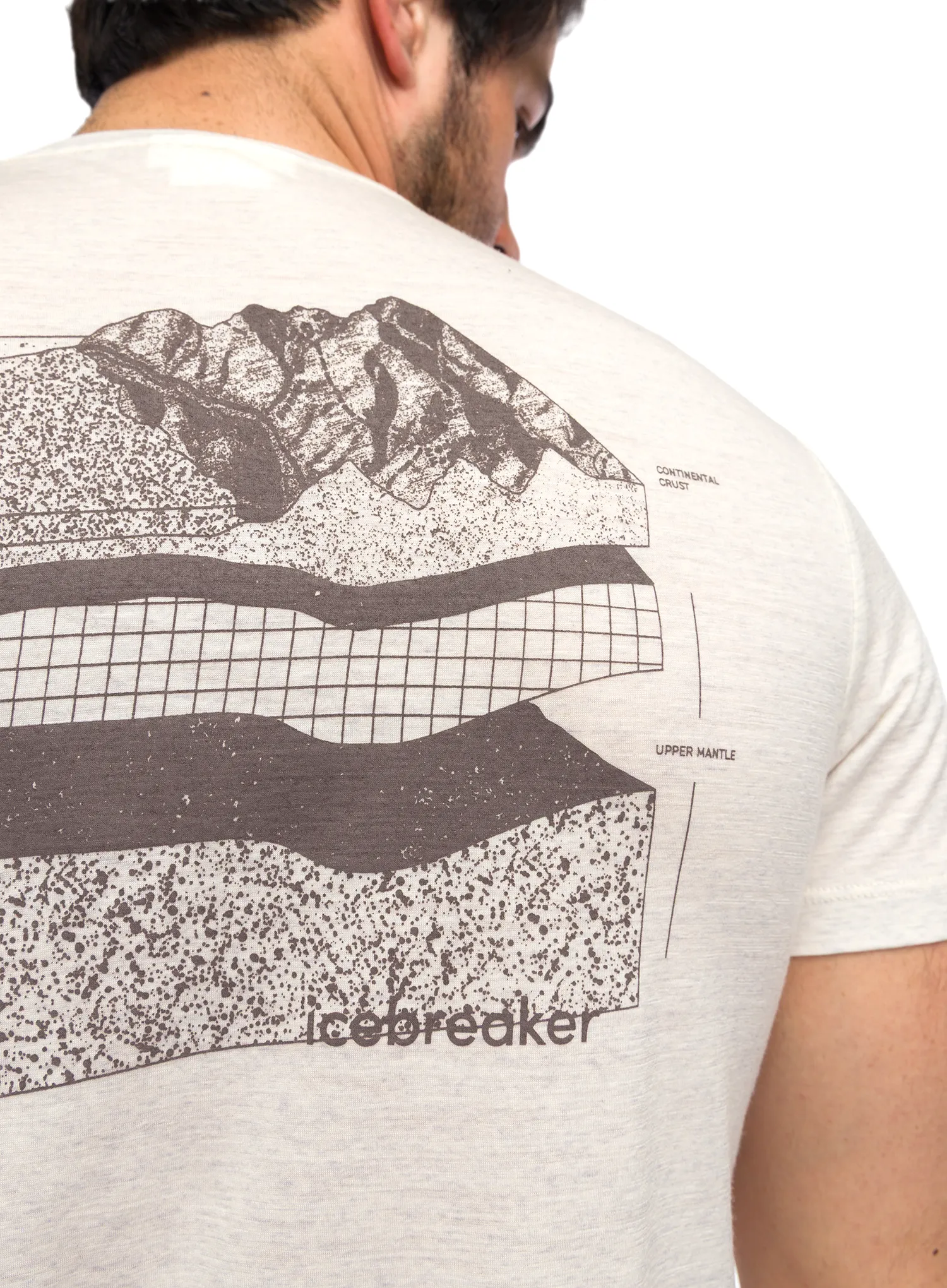 Tricou lana merinos Icebreaker Merino 150 Tech Lite SS Tee Evolving Layers - ecru hthr