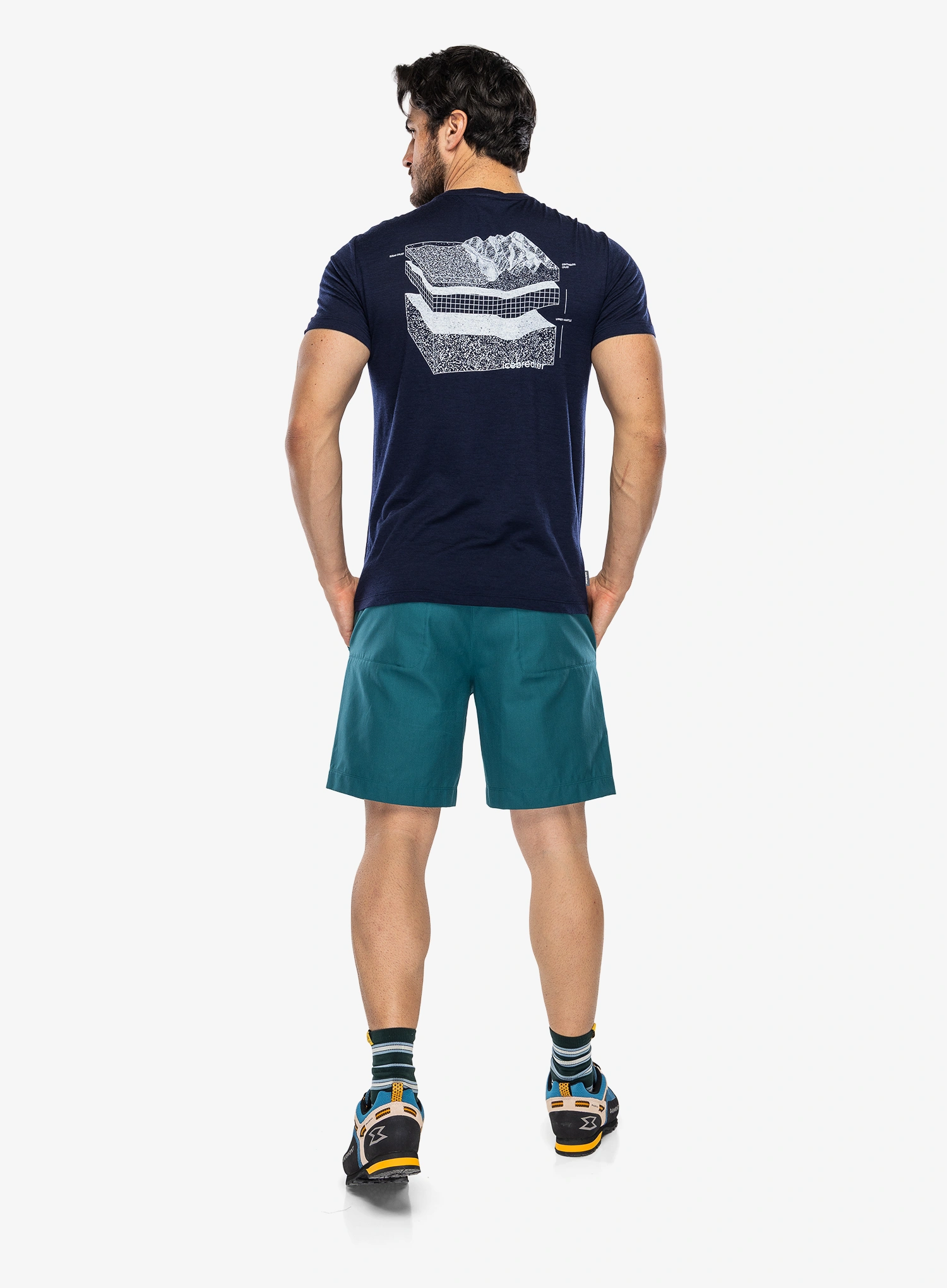 Tricou lana merinos Icebreaker Merino 150 Tech Lite SS Tee Evolving Layers - midnight navy