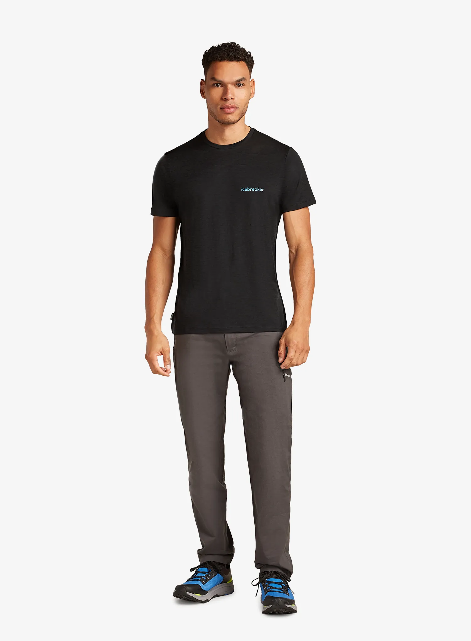 Tricou lana merinos Icebreaker Merino 150 Tech Lite SS Tee IB Wordmark - black