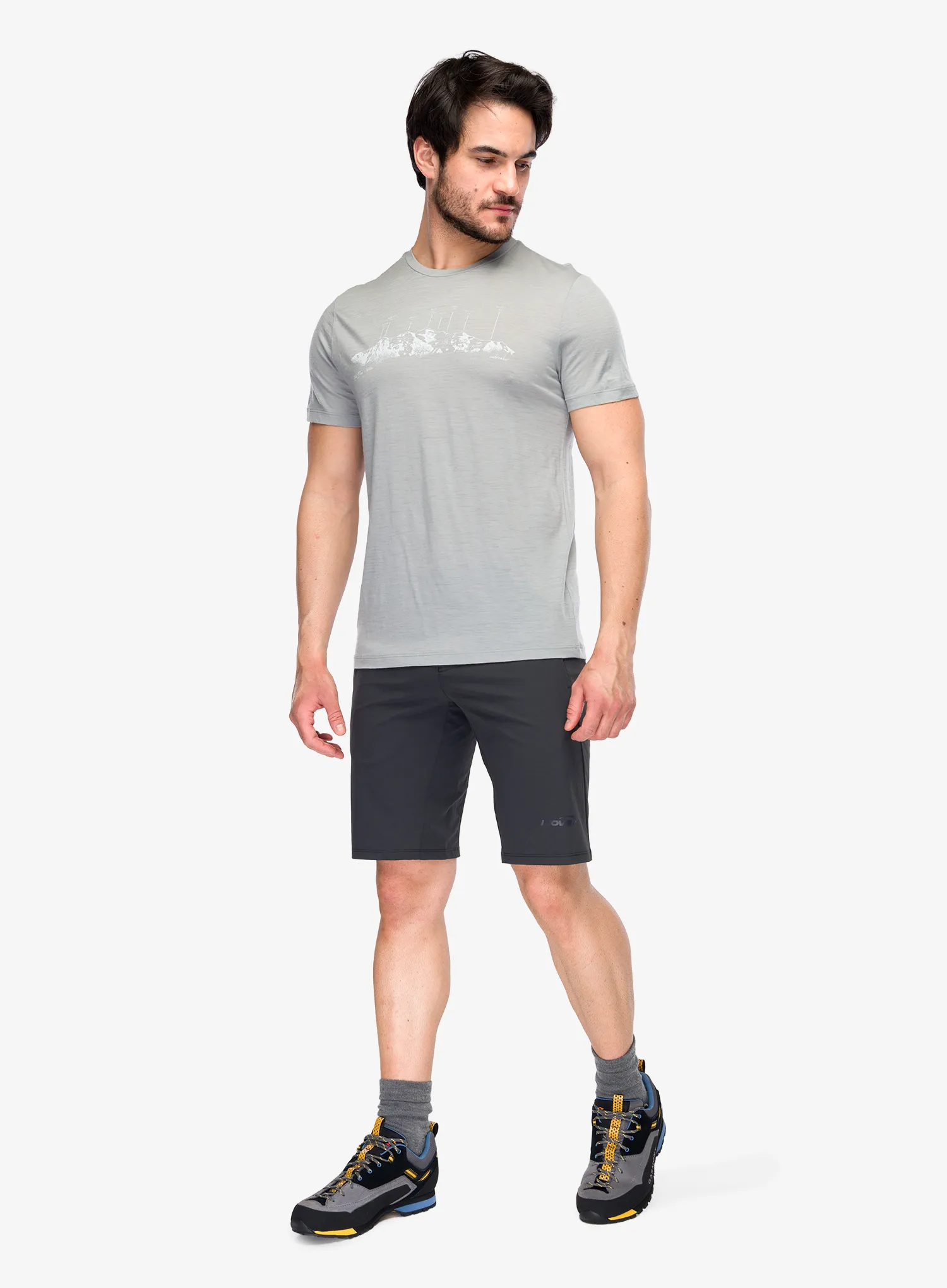 Tricou lana merinos Icebreaker Merino 150 Tech Lite SS Tee The Peaks - proto grey
