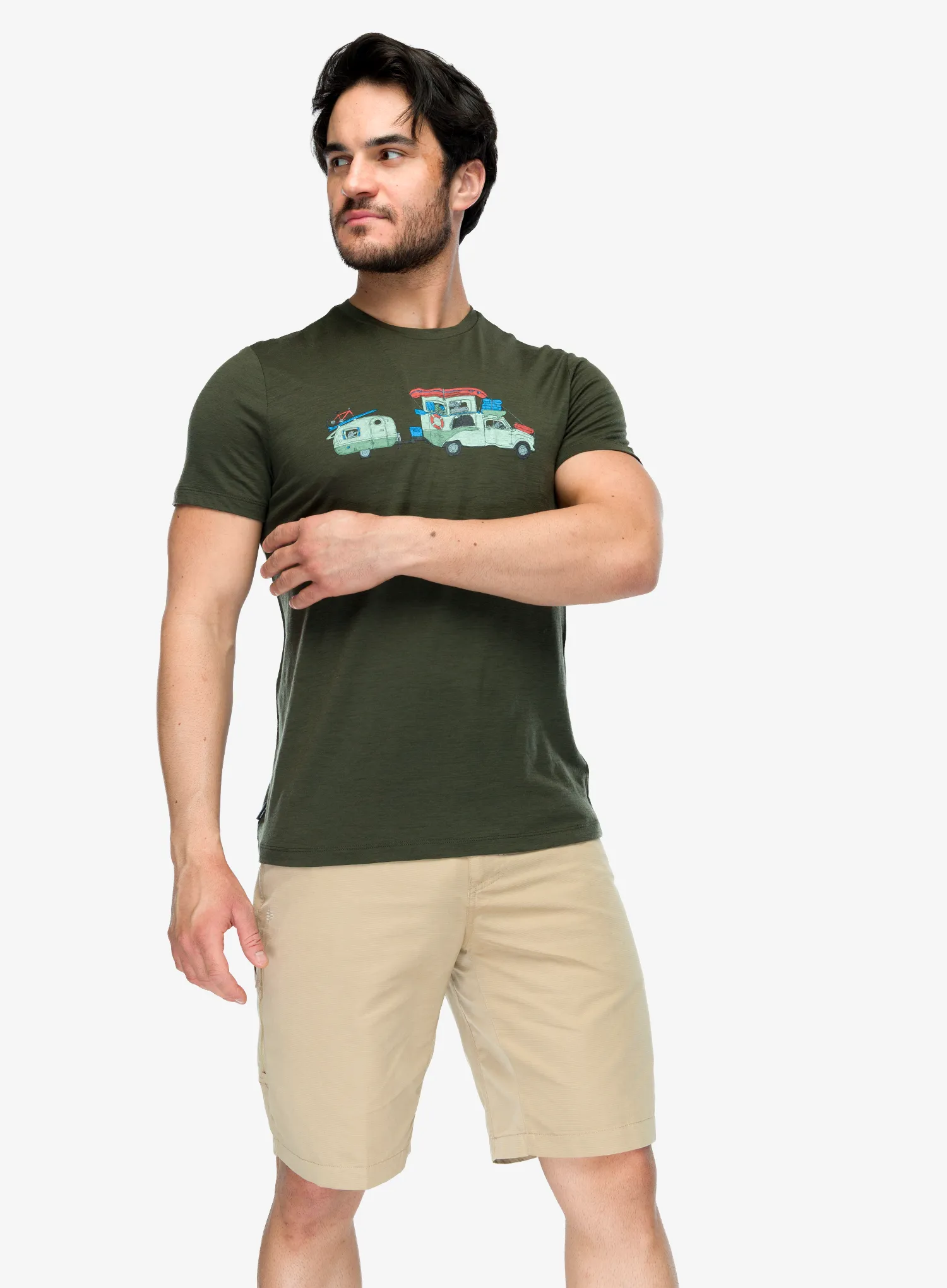 Tricou lana merinos Icebreaker Merino 150 Tech Lite SS Tee Transportage - dk loden